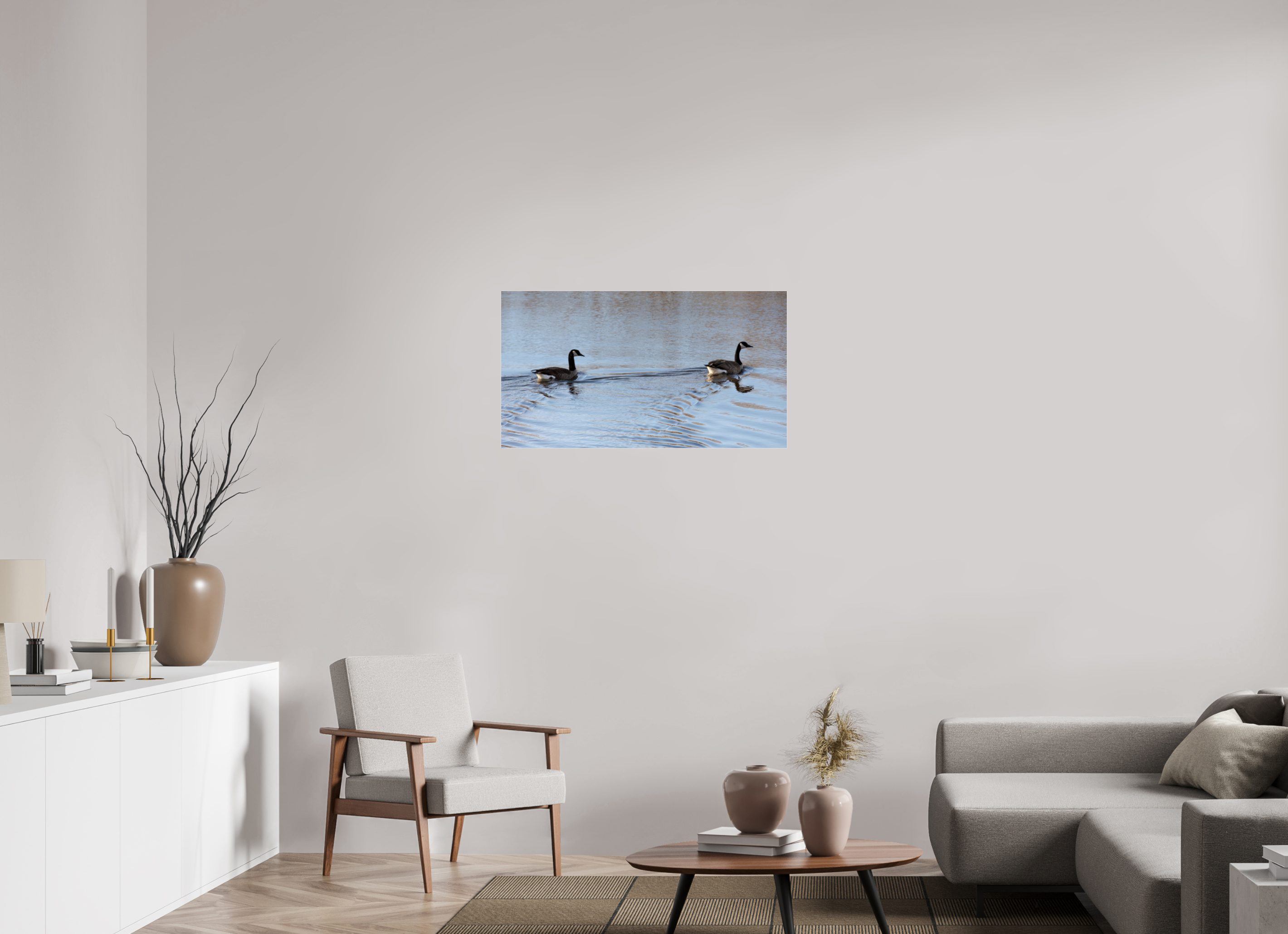 36.4 x 20″, Photo Print Under Acrylic Glass Duck Duo