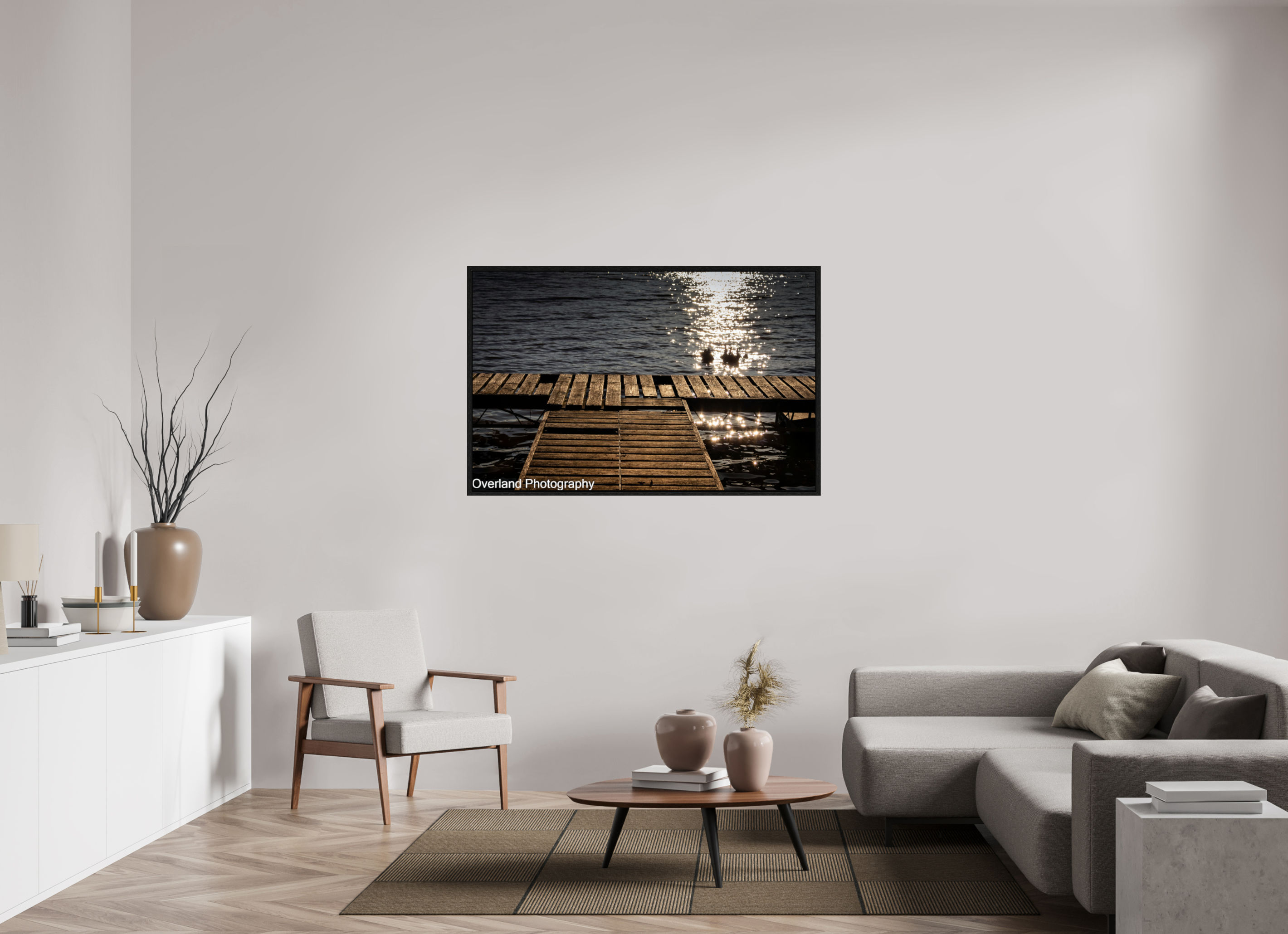 54.8 x 35″, Floater Frame Sunset Abandoned Dock