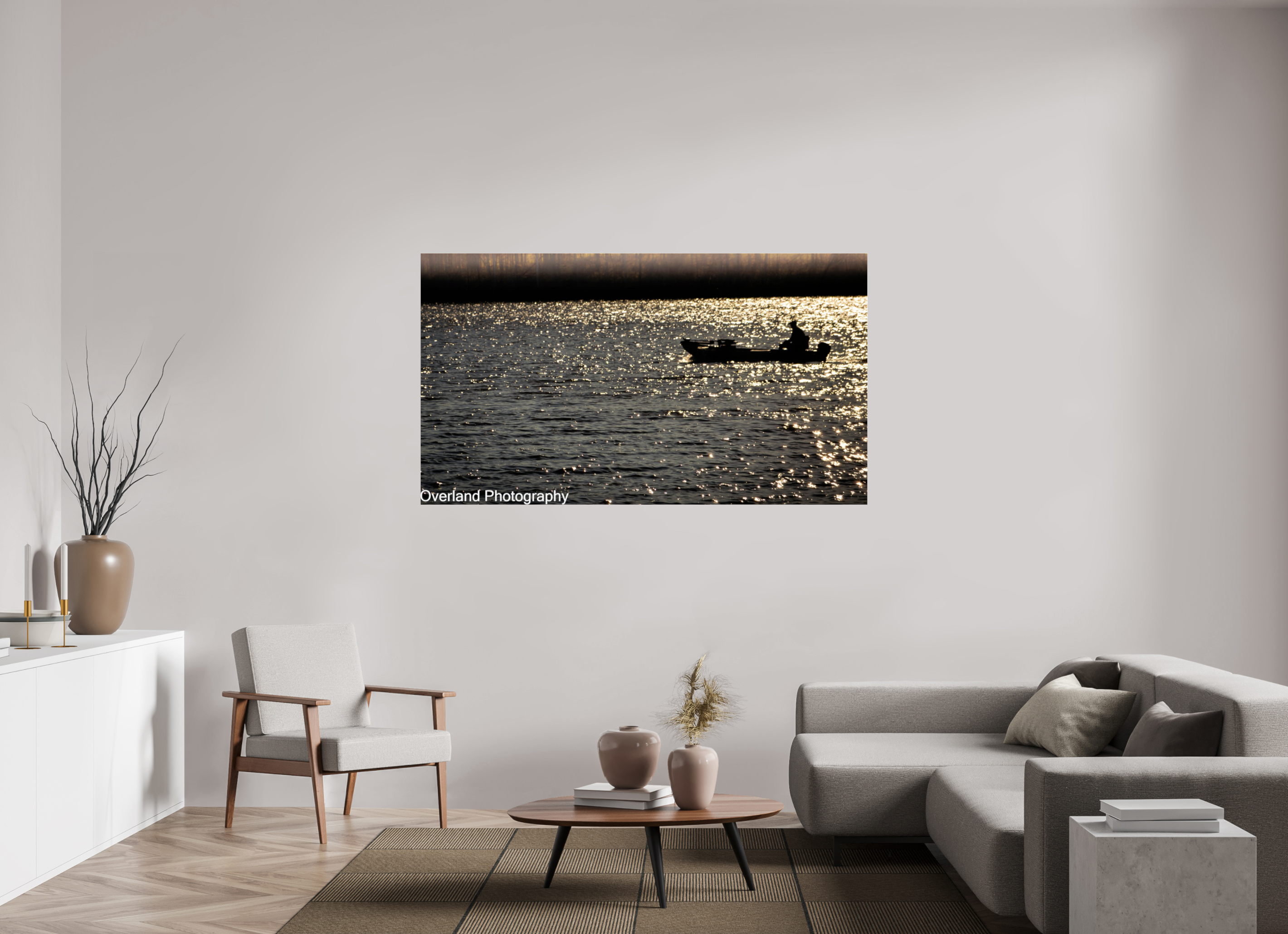 70 x 39.4″, Photo Print Under Acrylic Glass Boat Silhouette