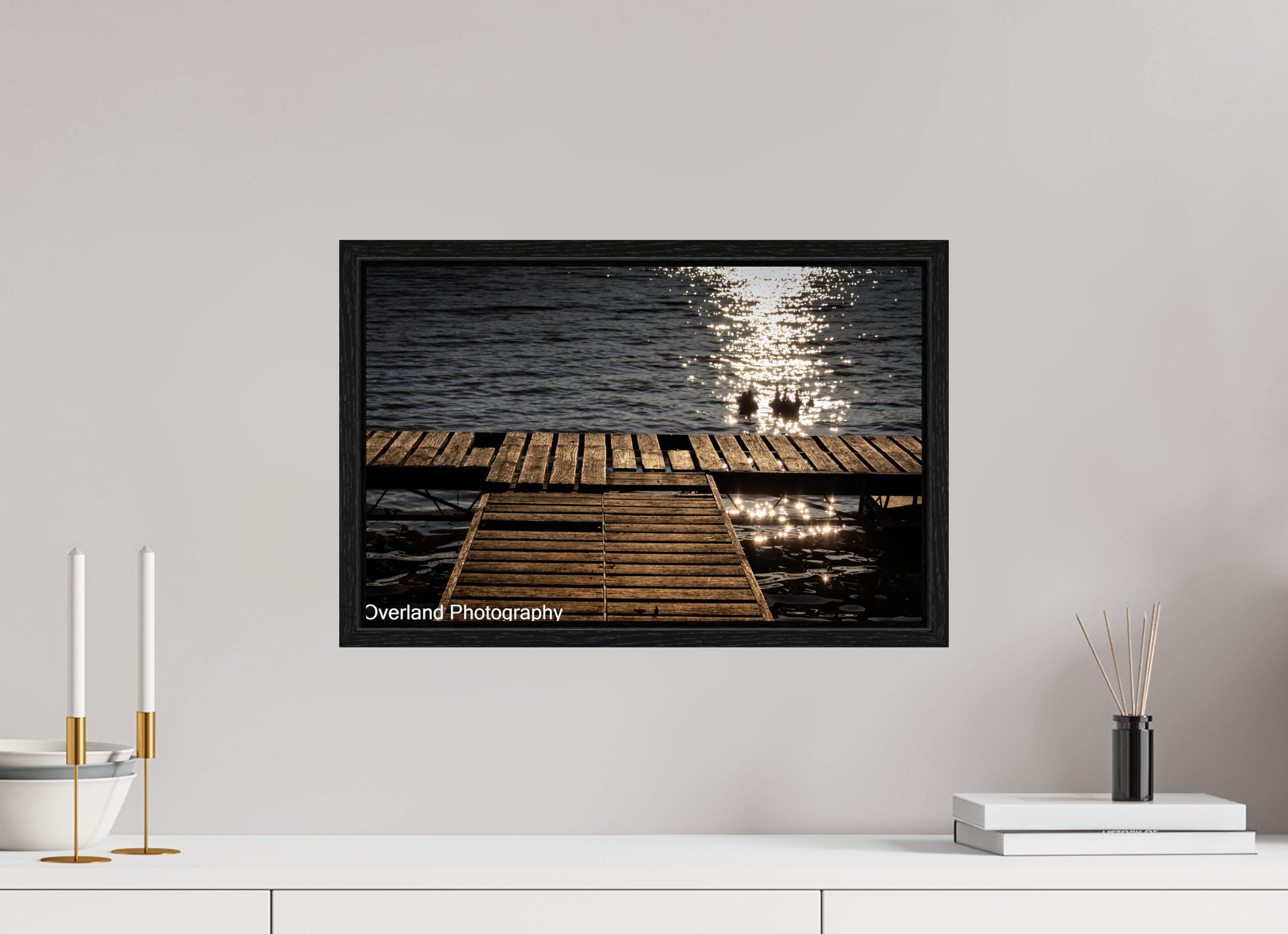 18.8 x 12″, Floater Frame Sunset Abandoned Dock