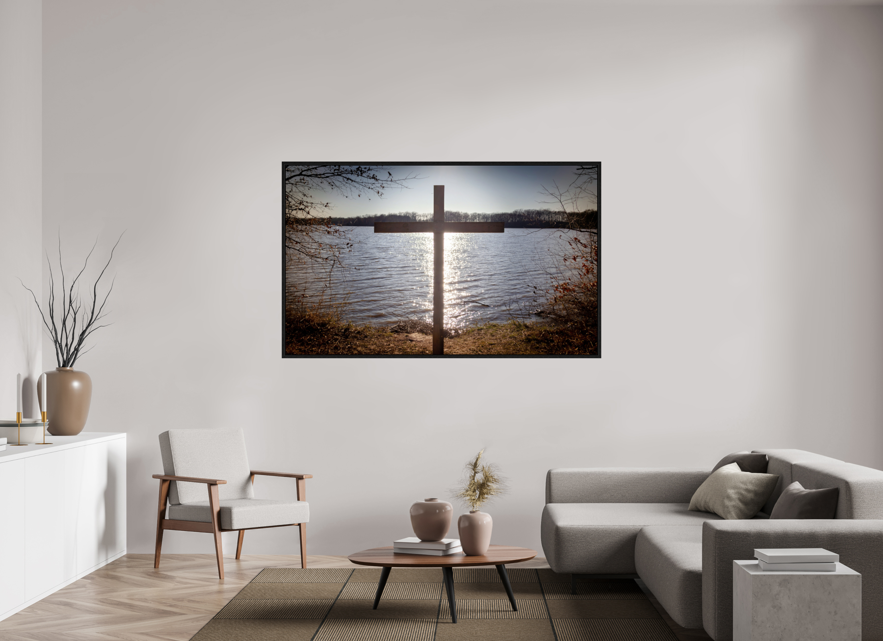 70.9 x 43″, Floater Frame Lakeside Cross