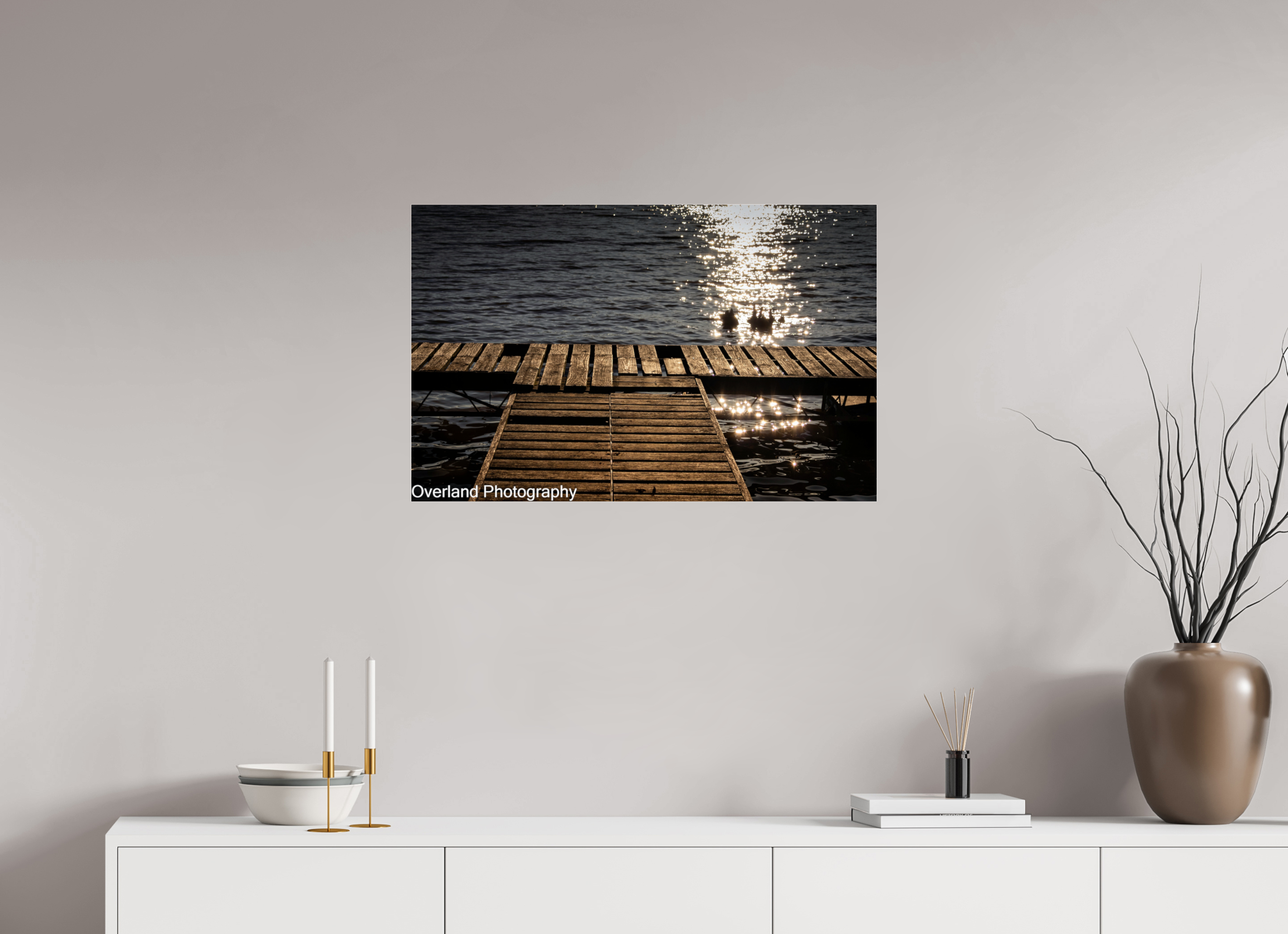 31.3 x 20″, Photo Print Under Acrylic Glass Sunset Abandoned Dock