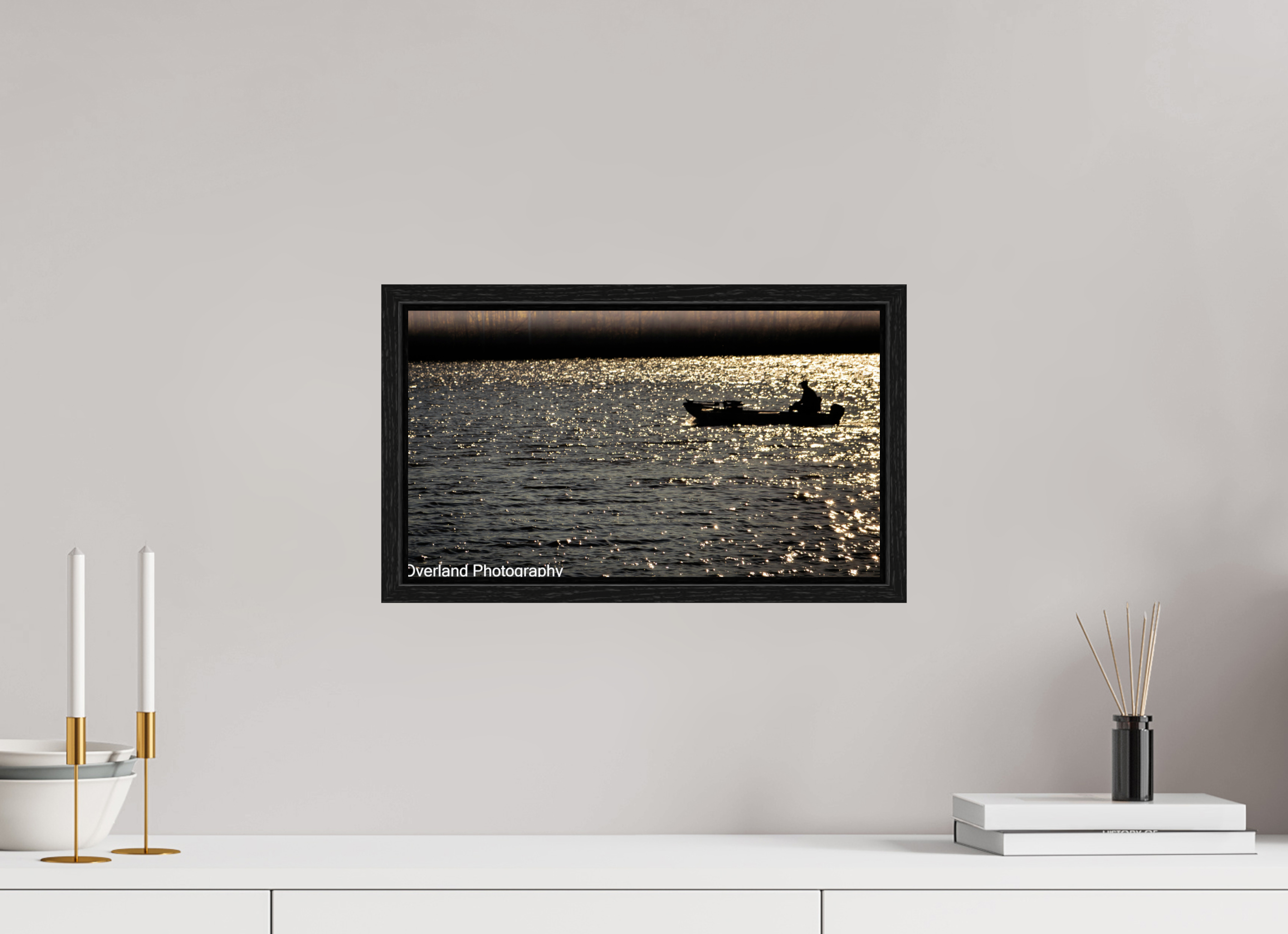 16 x 9″, Floater Frame Boat Silhouette