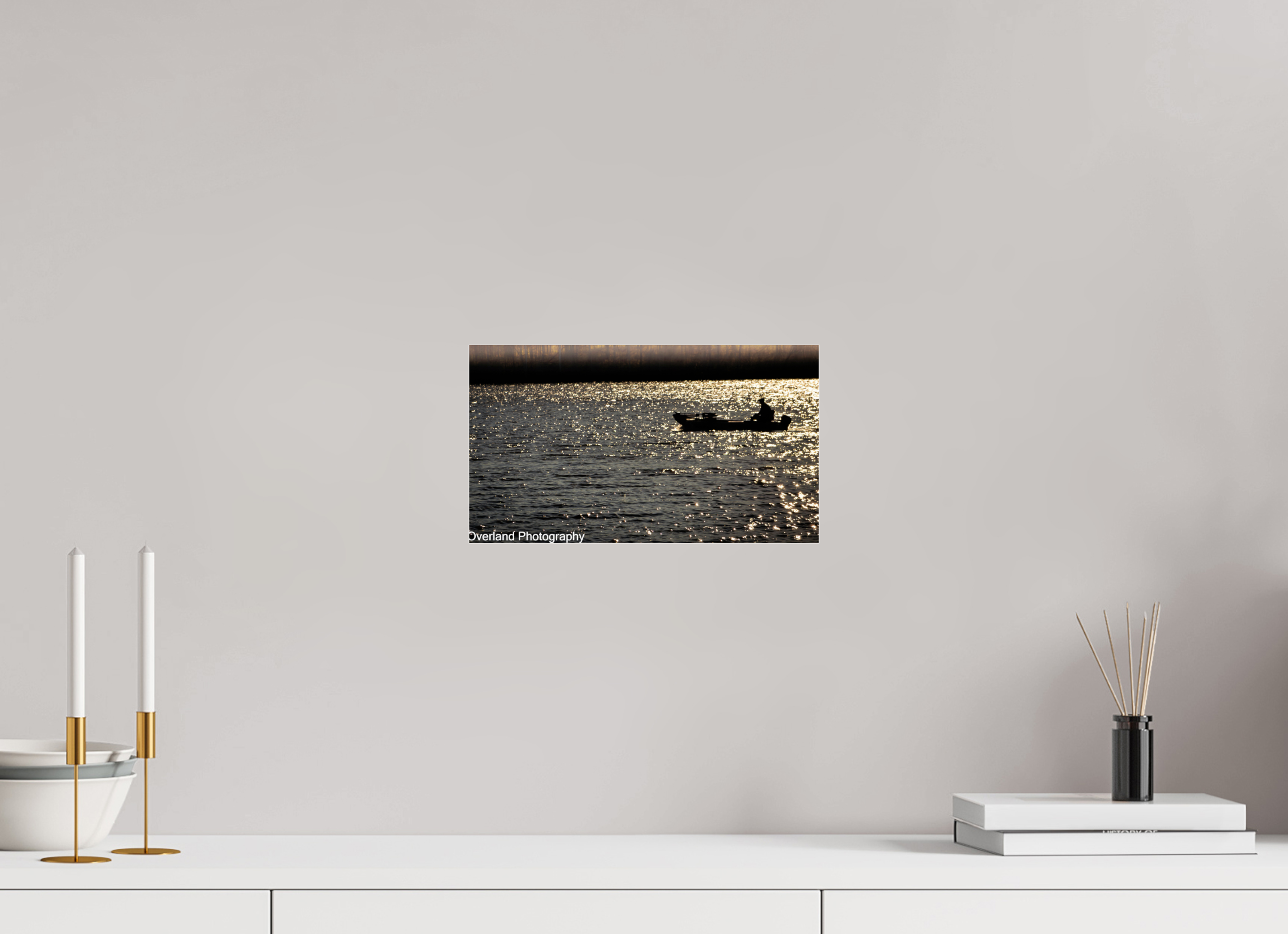 12 x 6.8″, Photo Print Under Acrylic Glass Boat Silhouette