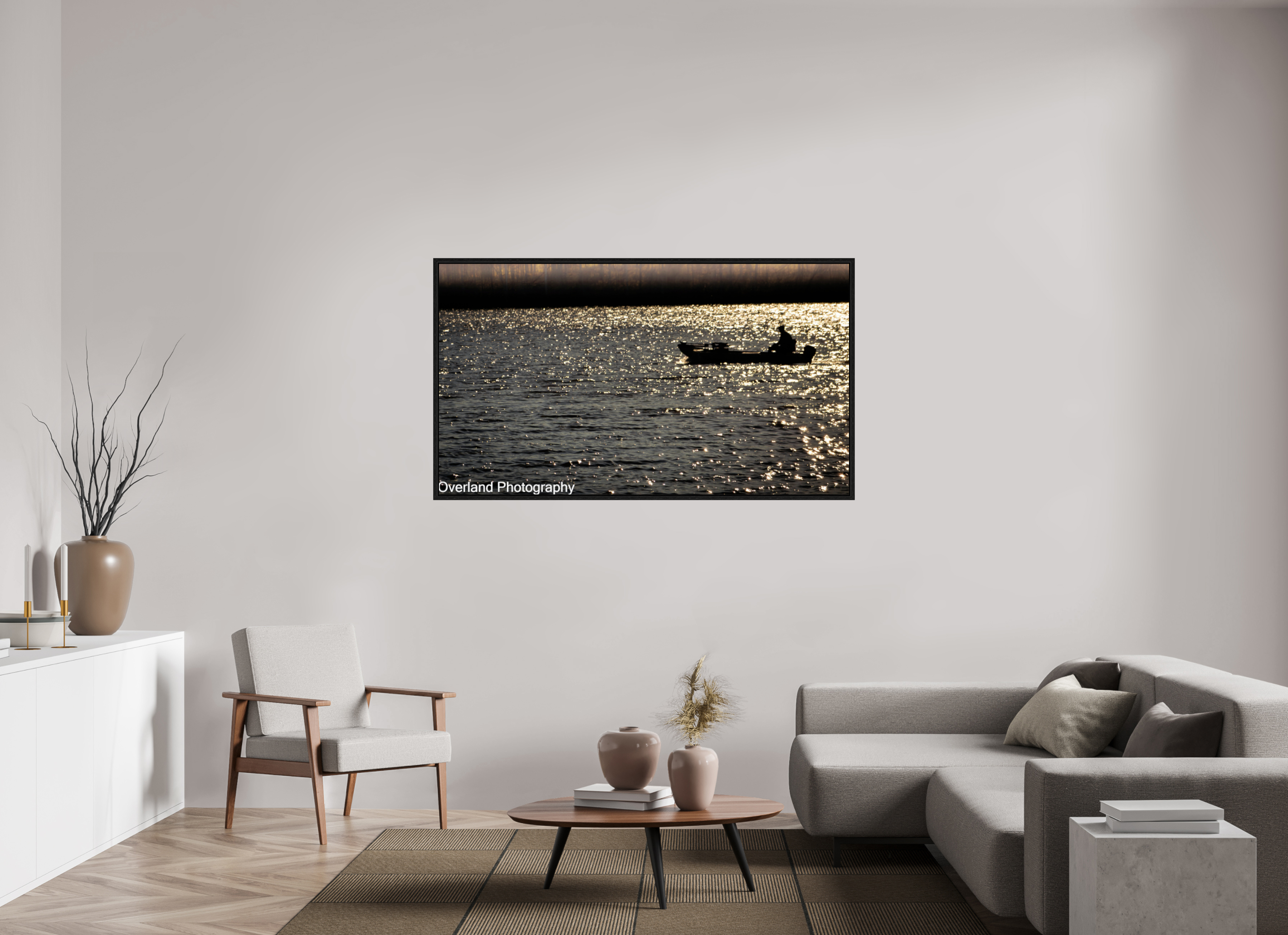 64 x 36″, Floater Frame Boat Silhouette