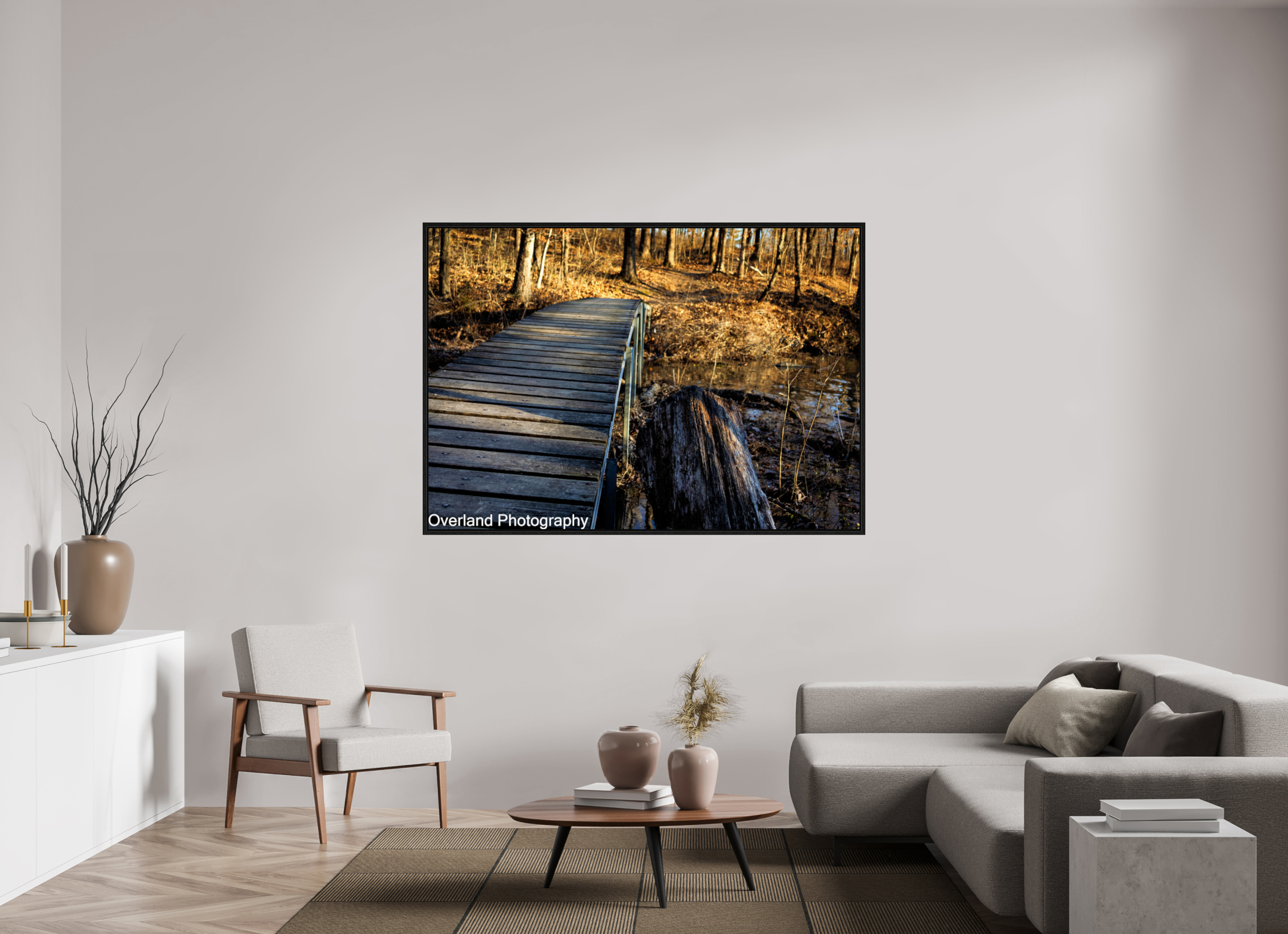 67.3 x 47″, Floater Frame Trail Bridge