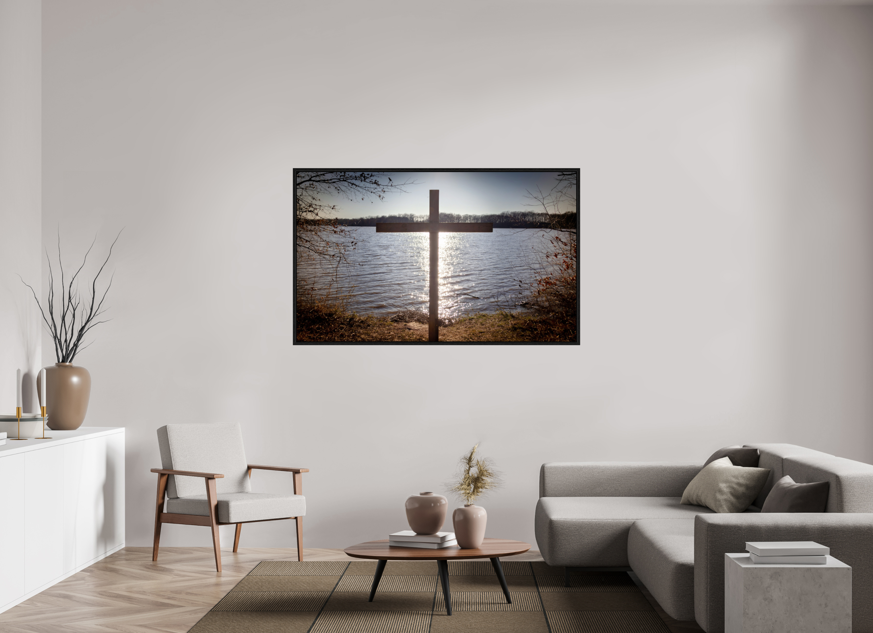 64.4 x 39″, Floater Frame Lakeside Cross