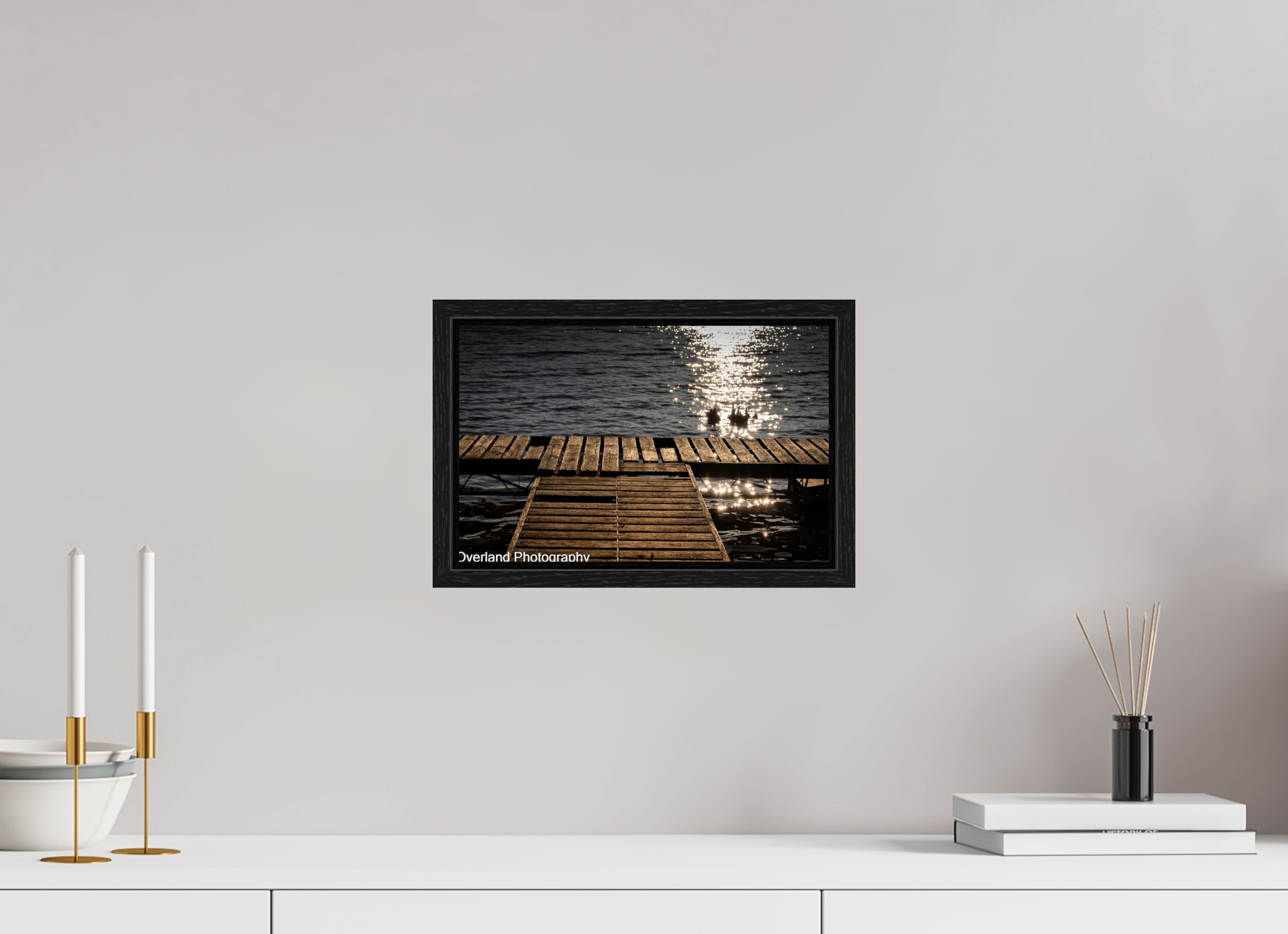 12.5 x 8″, Floater Frame Sunset Abandoned Dock