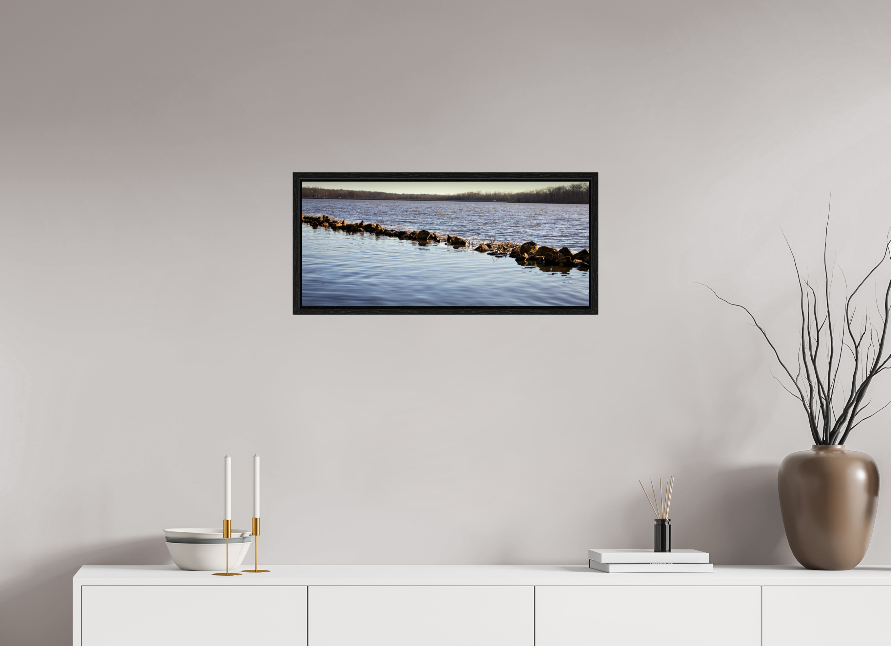 27.8 x 12″, Floater Frame Split Lake