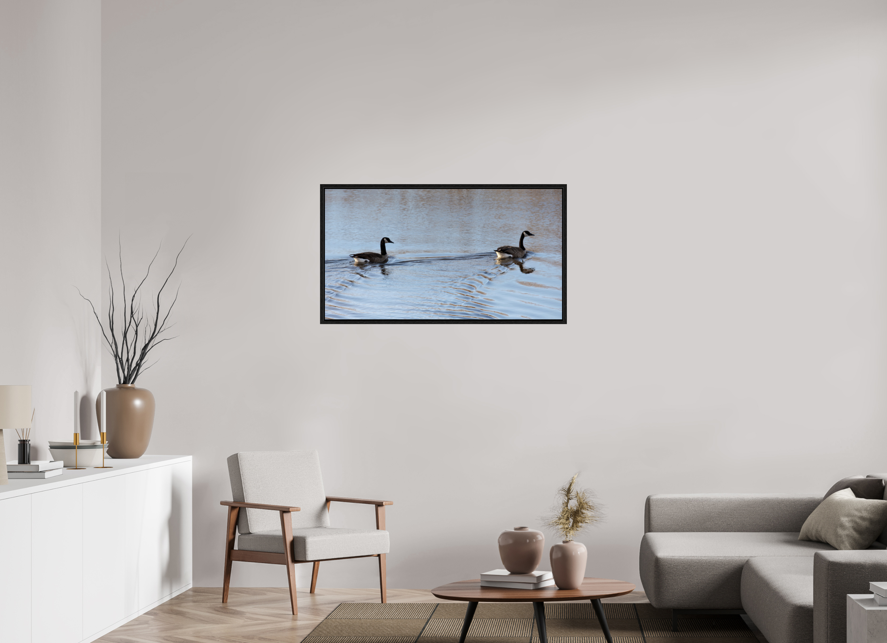 43.7 x 24″, Floater Frame Duck Duo