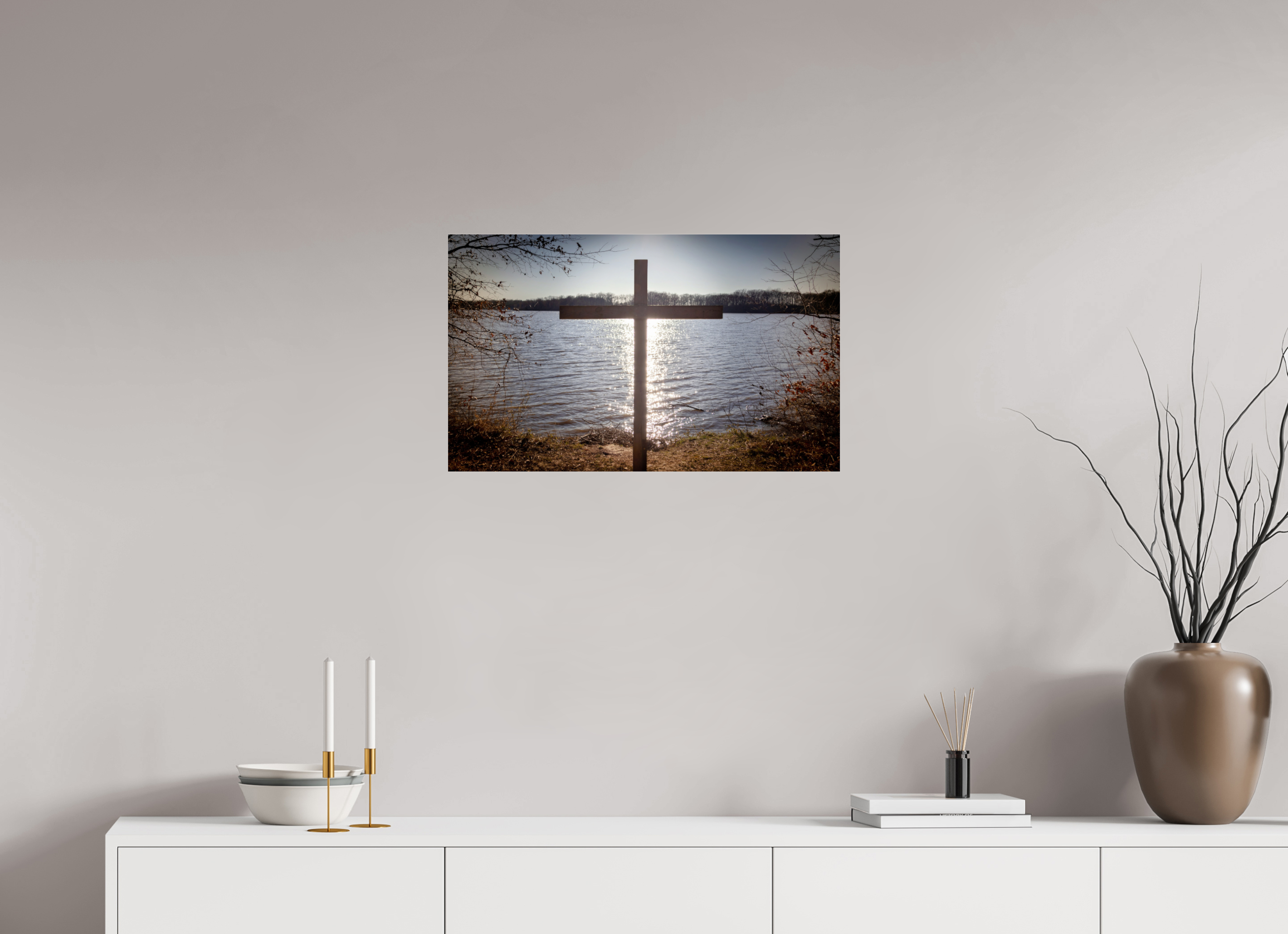 26.4 x 16″, Photo Print Under Acrylic Glass Lakeside Cross