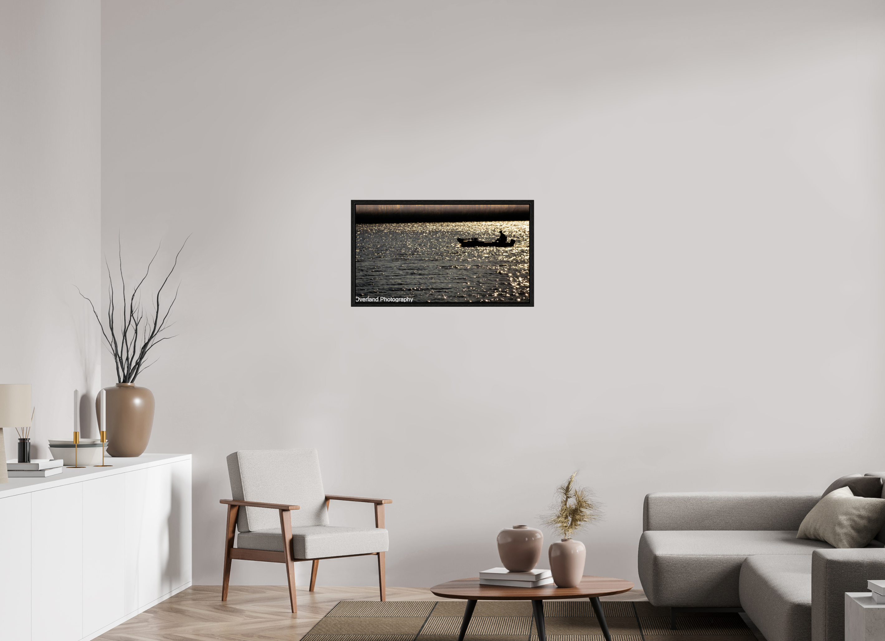 32 x 18″, Floater Frame Boat Silhouette