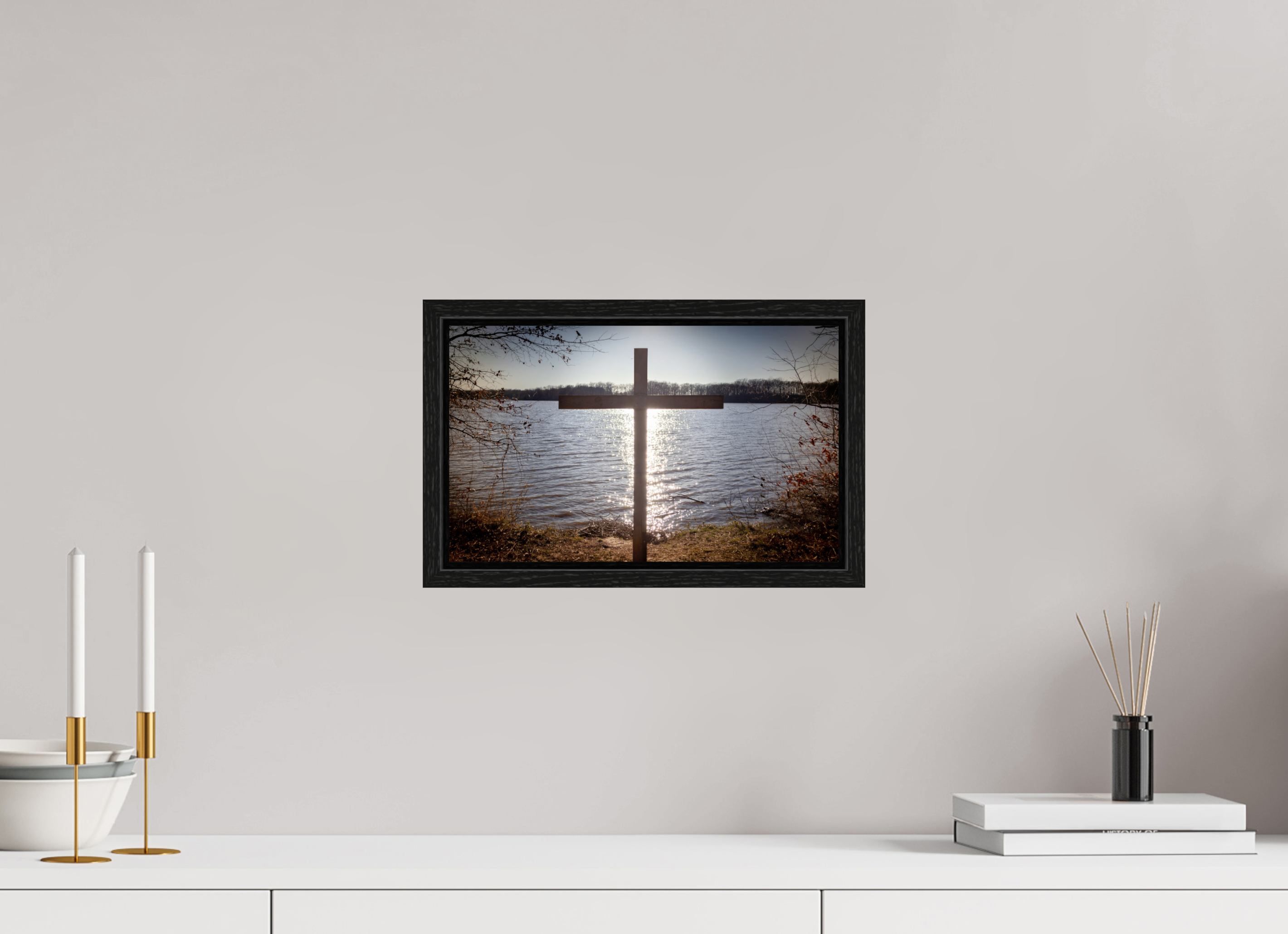13.2 x 8″, Floater Frame Lakeside Cross