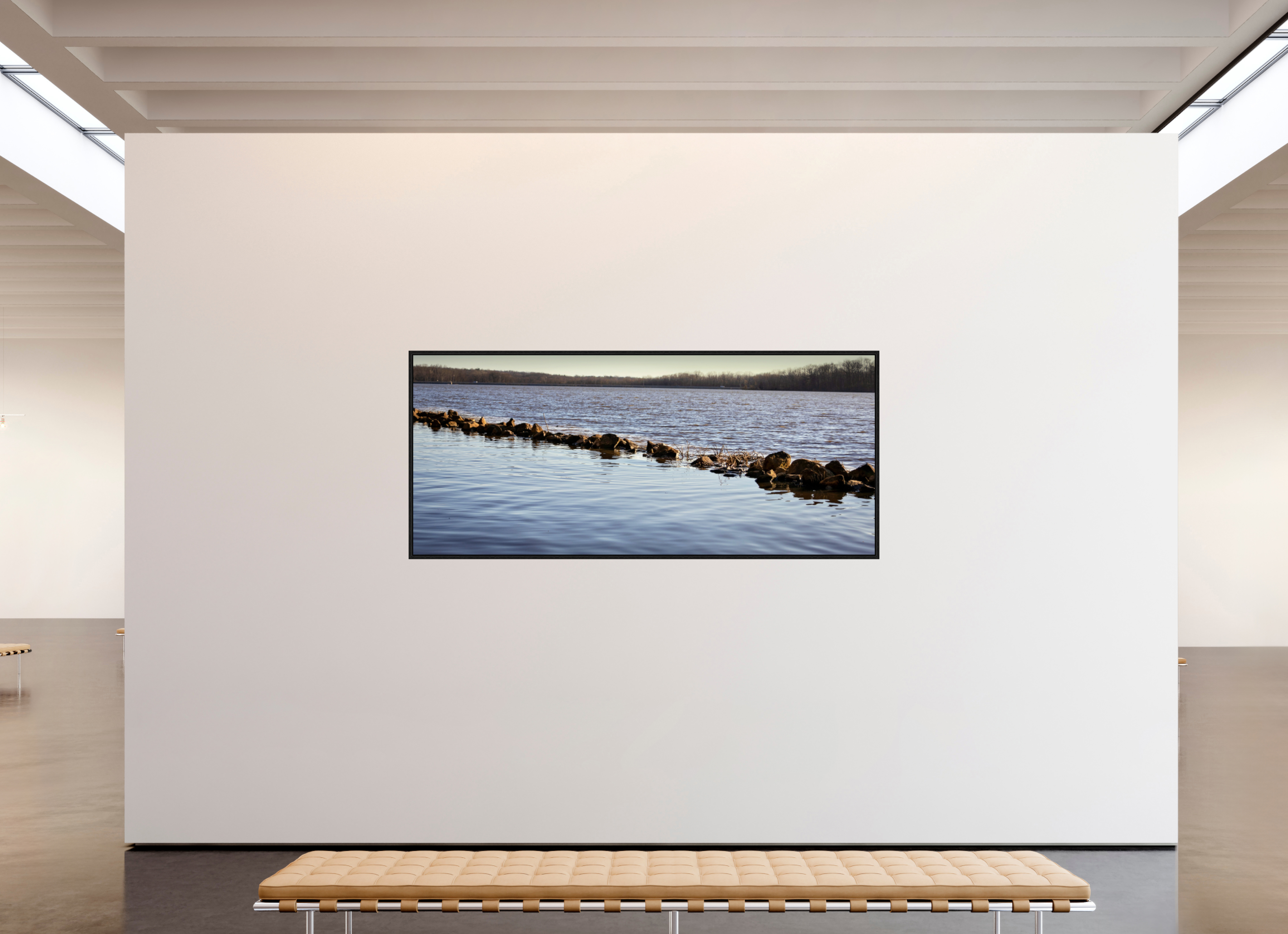 90.2 x 39″, Floater Frame Split Lake