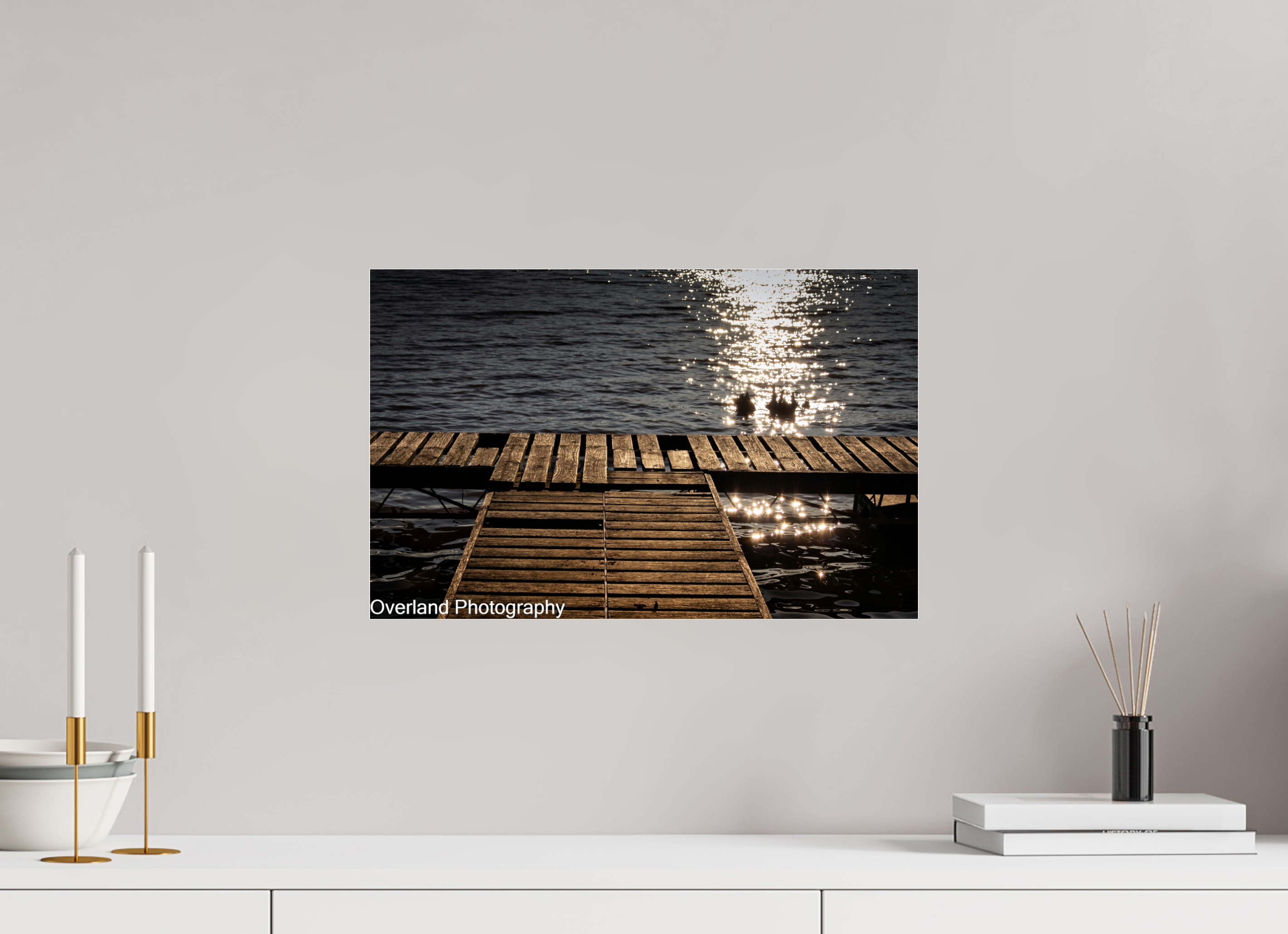 18.8 x 12″, Photo Print Under Acrylic Glass Sunset Abandoned Dock