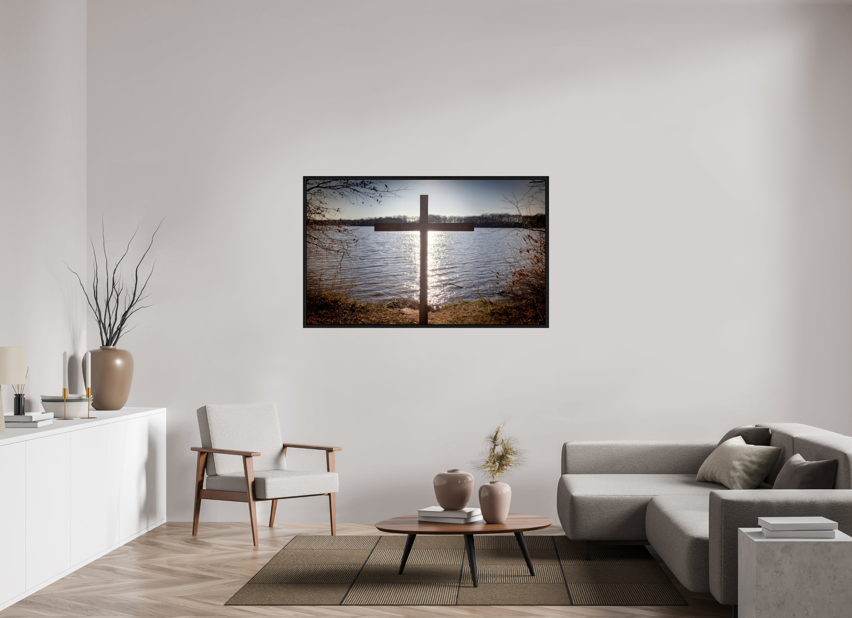 57.8 x 35″, Floater Frame Lakeside Cross
