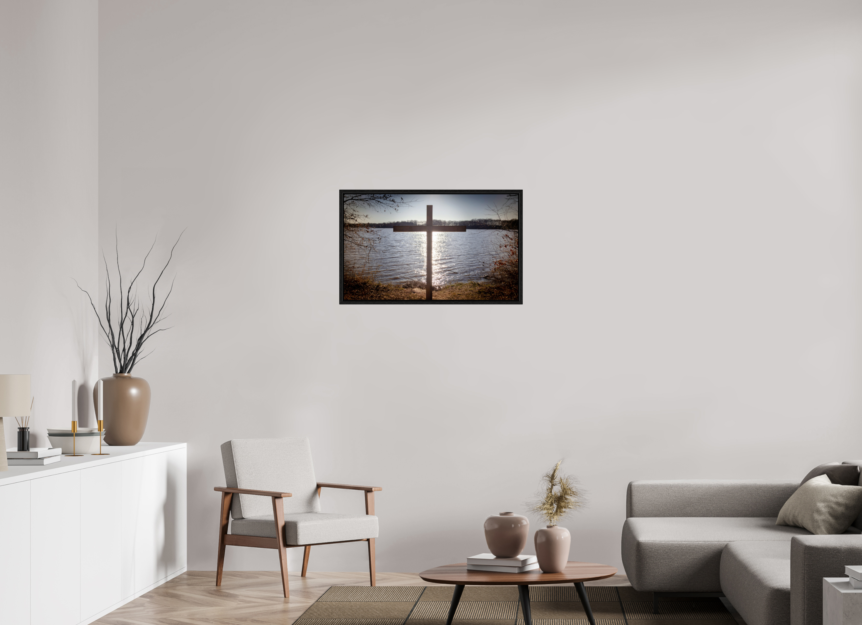 33 x 20″, Floater Frame Lakeside Cross