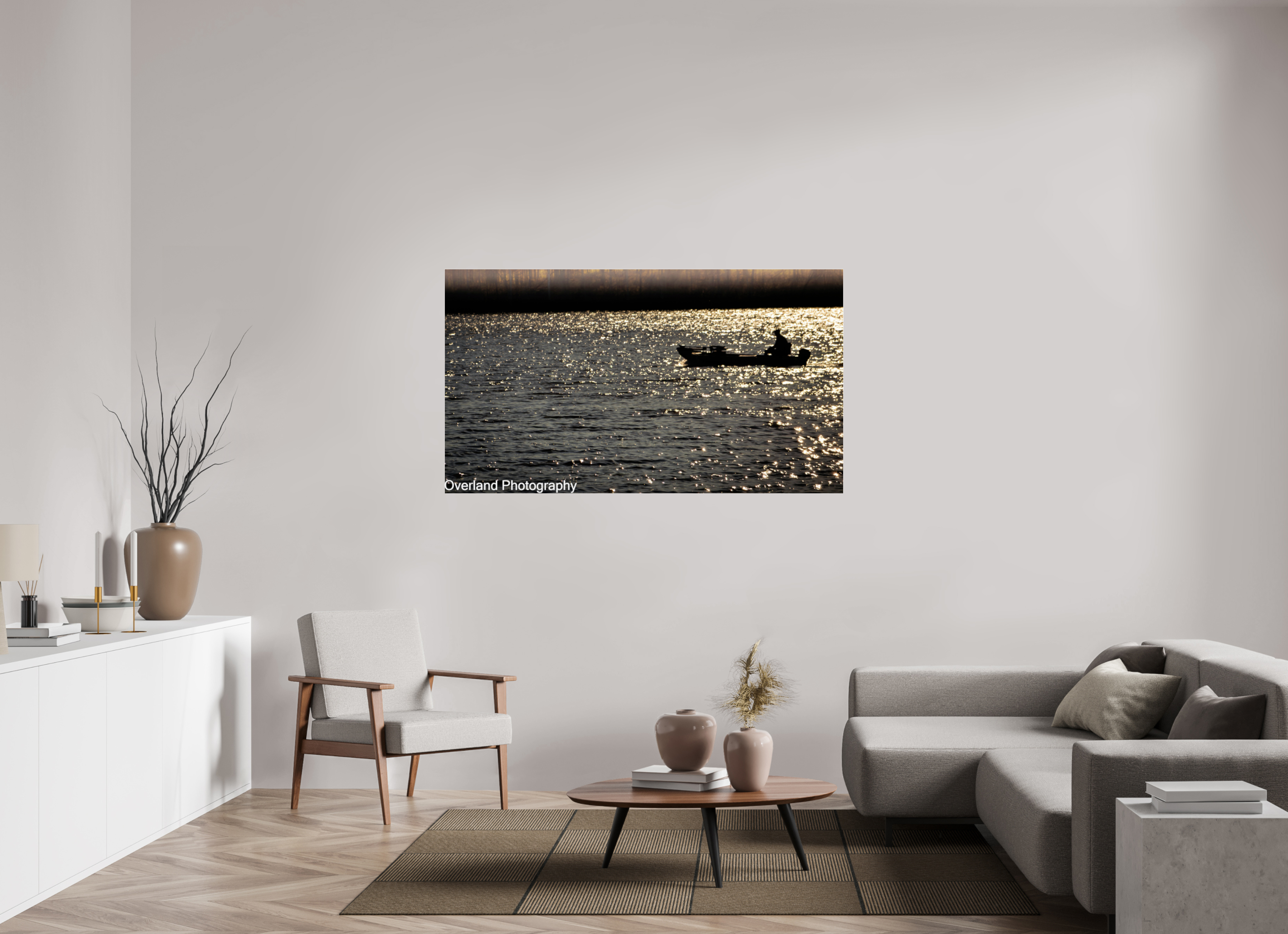 64 x 36″, Photo Print Under Acrylic Glass Boat Silhouette
