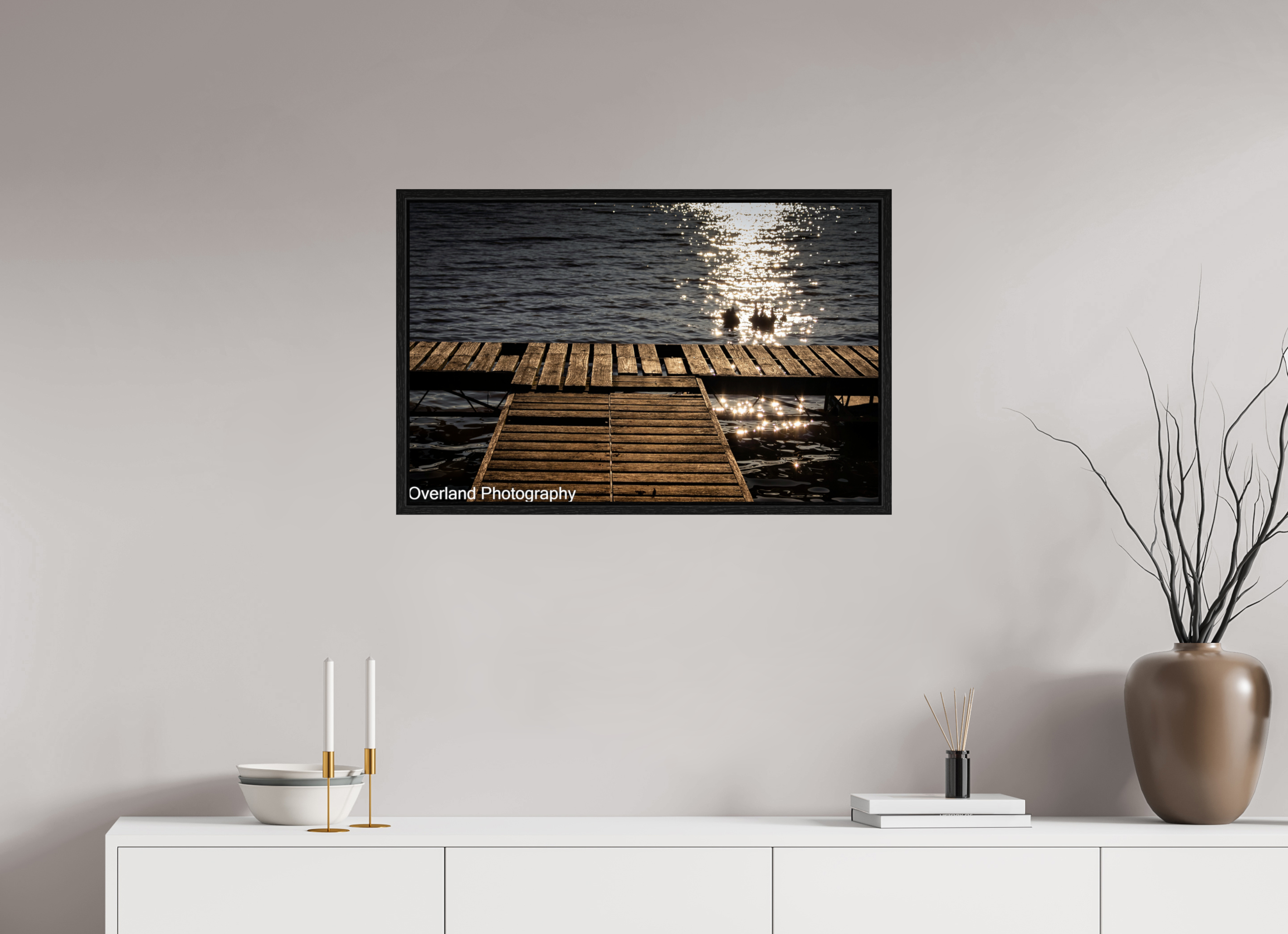 31.3 x 20″, Floater Frame Sunset Abandoned Dock