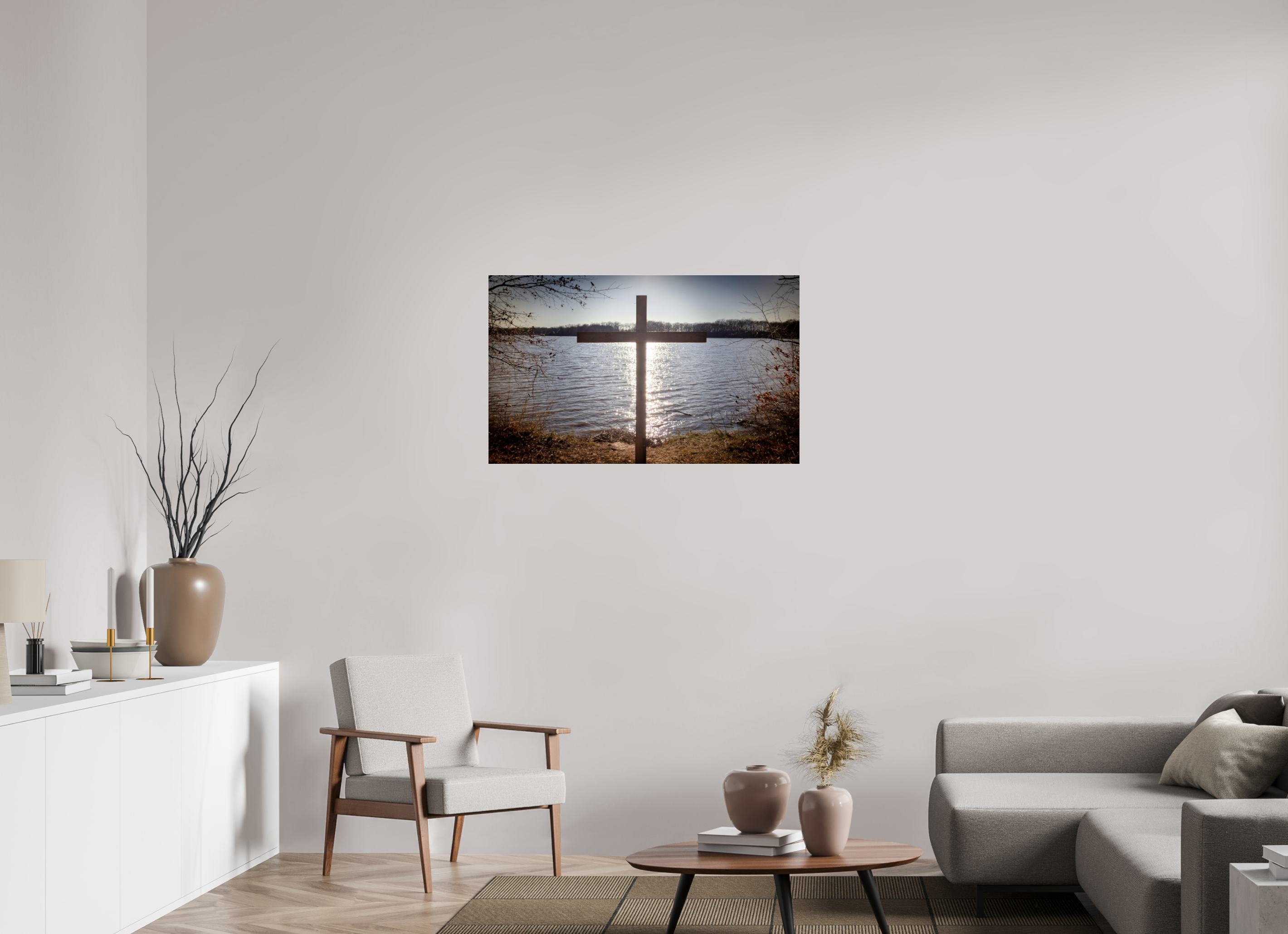 39.6 x 24″, Photo Print Under Acrylic Glass Lakeside Cross