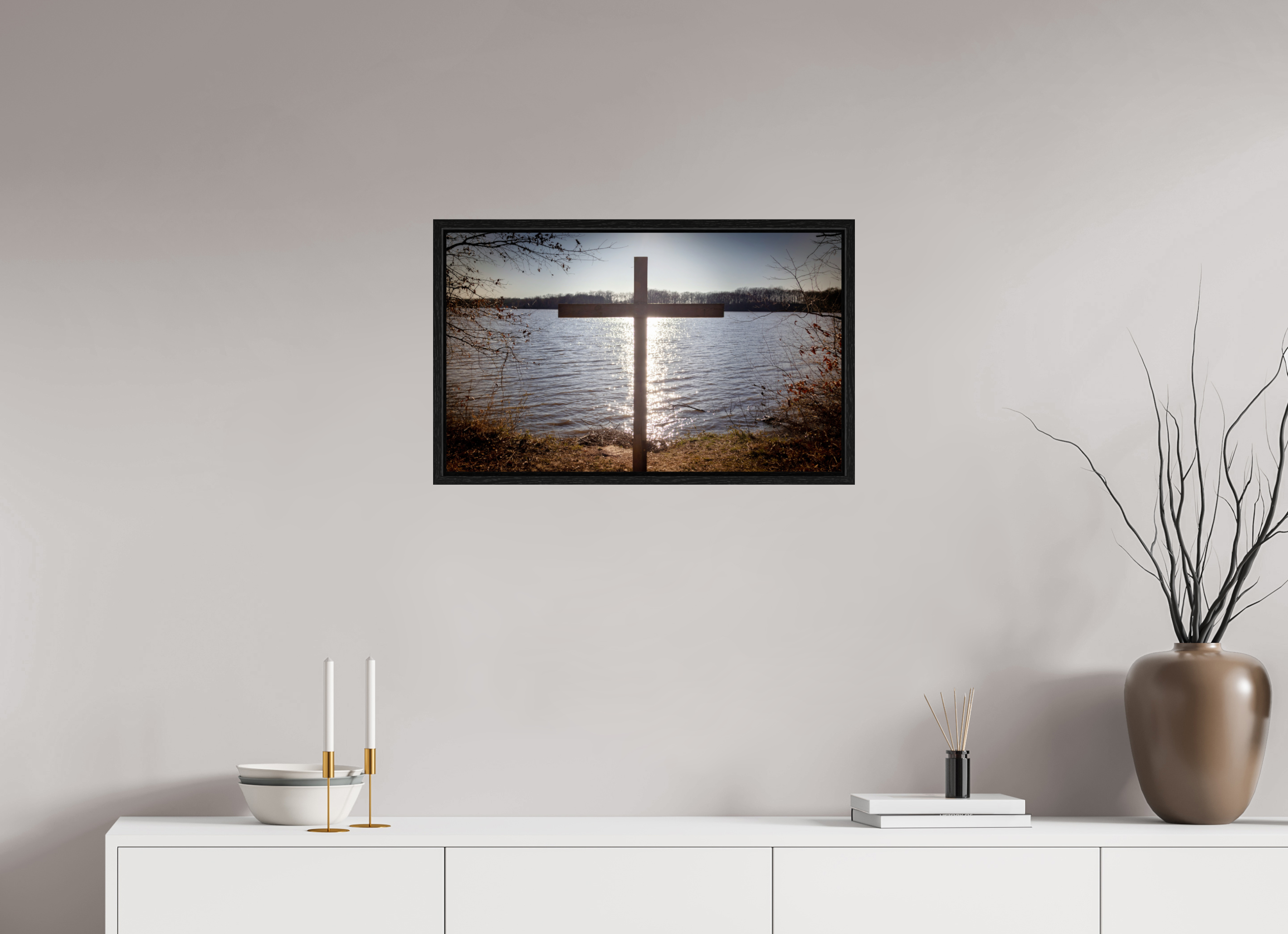 26.4 x 16″, Floater Frame Lakeside Cross