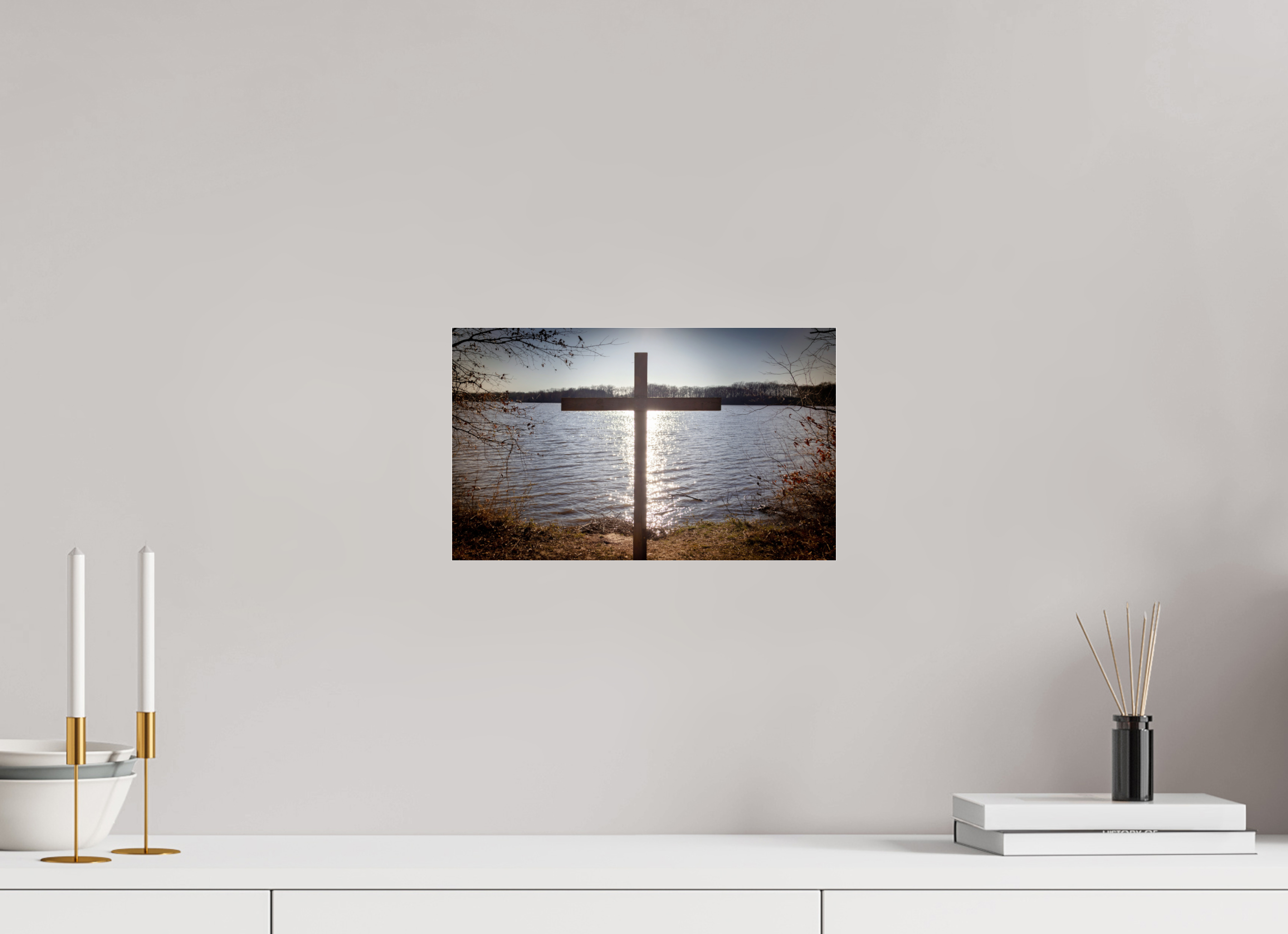 13.2 x 8″, Photo Print Under Acrylic Glass Lakeside Cross