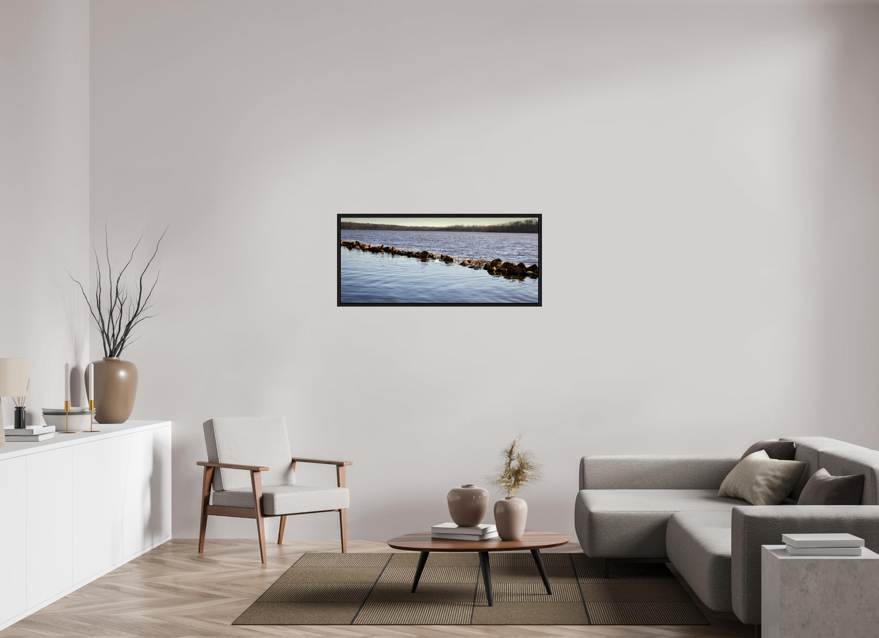 46.3 x 20″, Floater Frame Split Lake