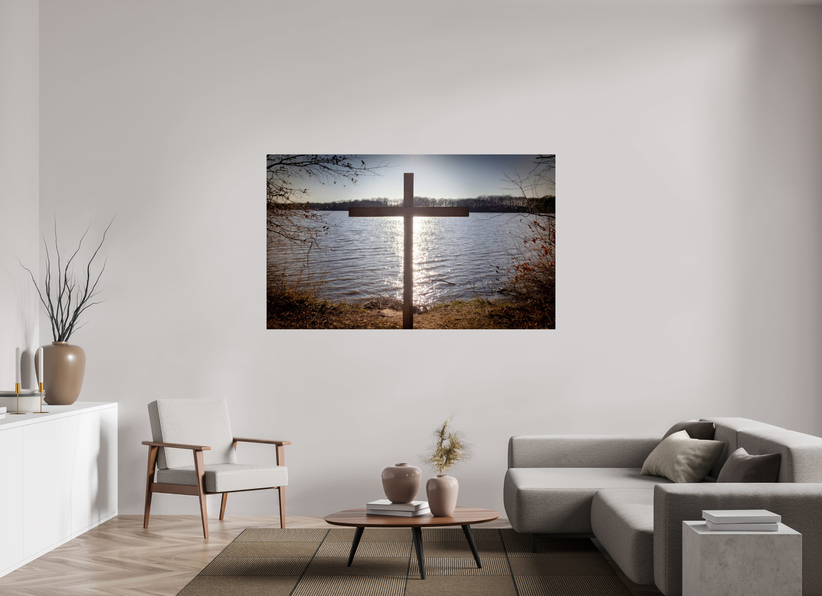 70.9 x 43″, Photo Print Under Acrylic Glass Lakeside Cross