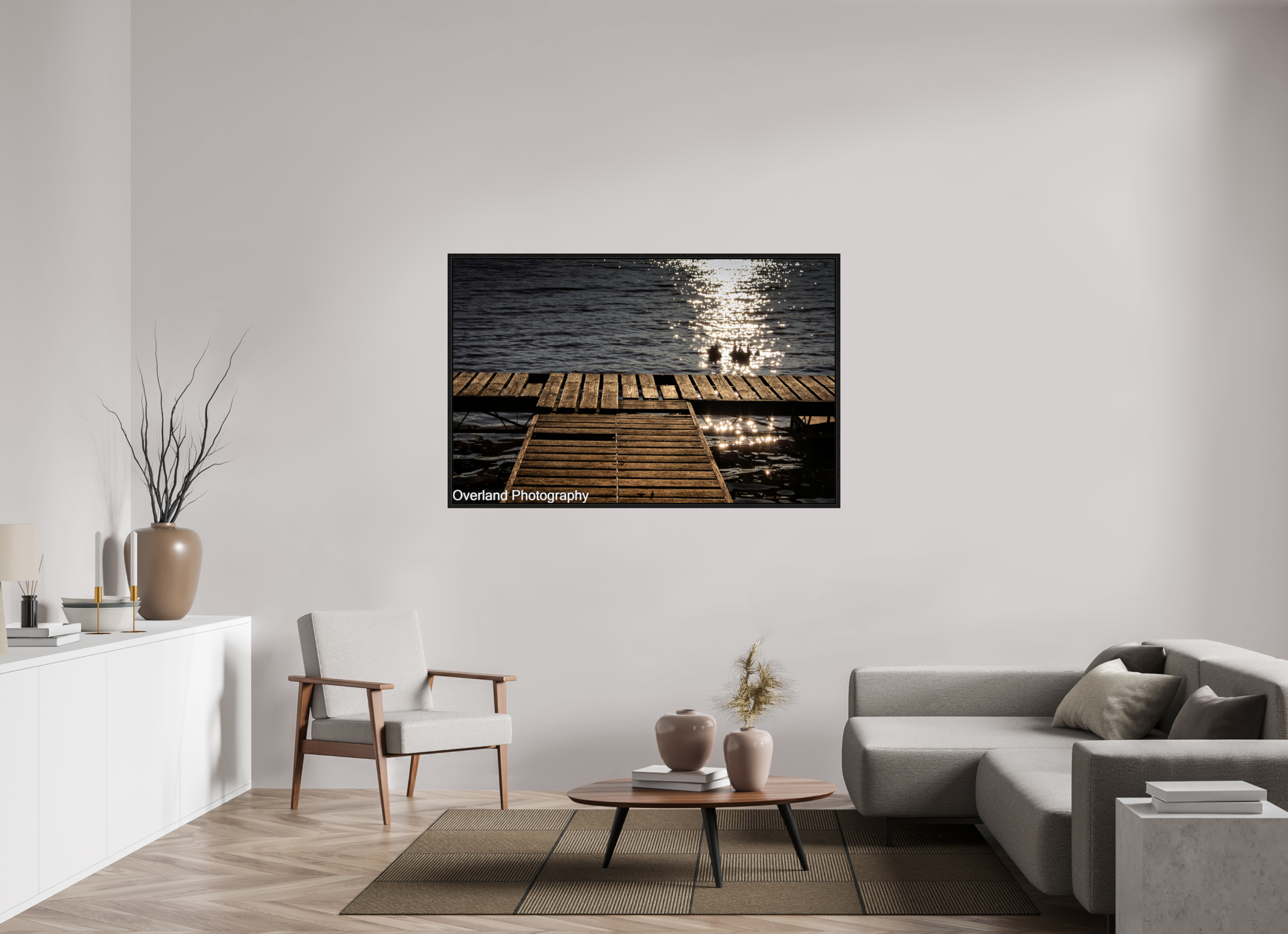 61.1 x 39″, Floater Frame Sunset Abandoned Dock