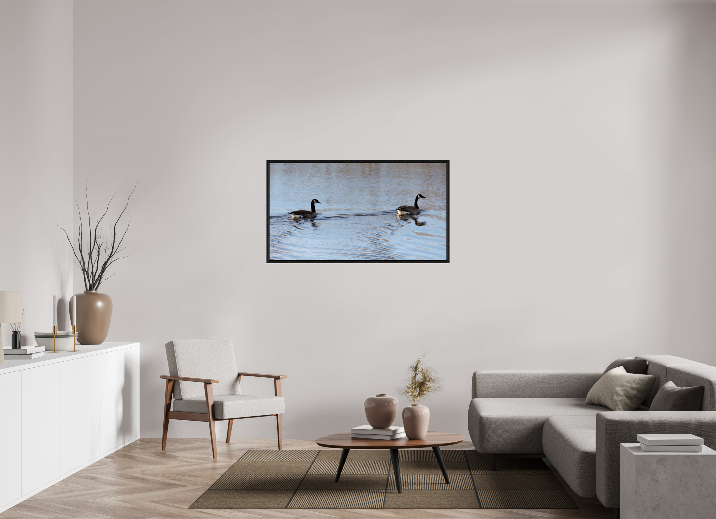 50.9 x 28″, Floater Frame Duck Duo