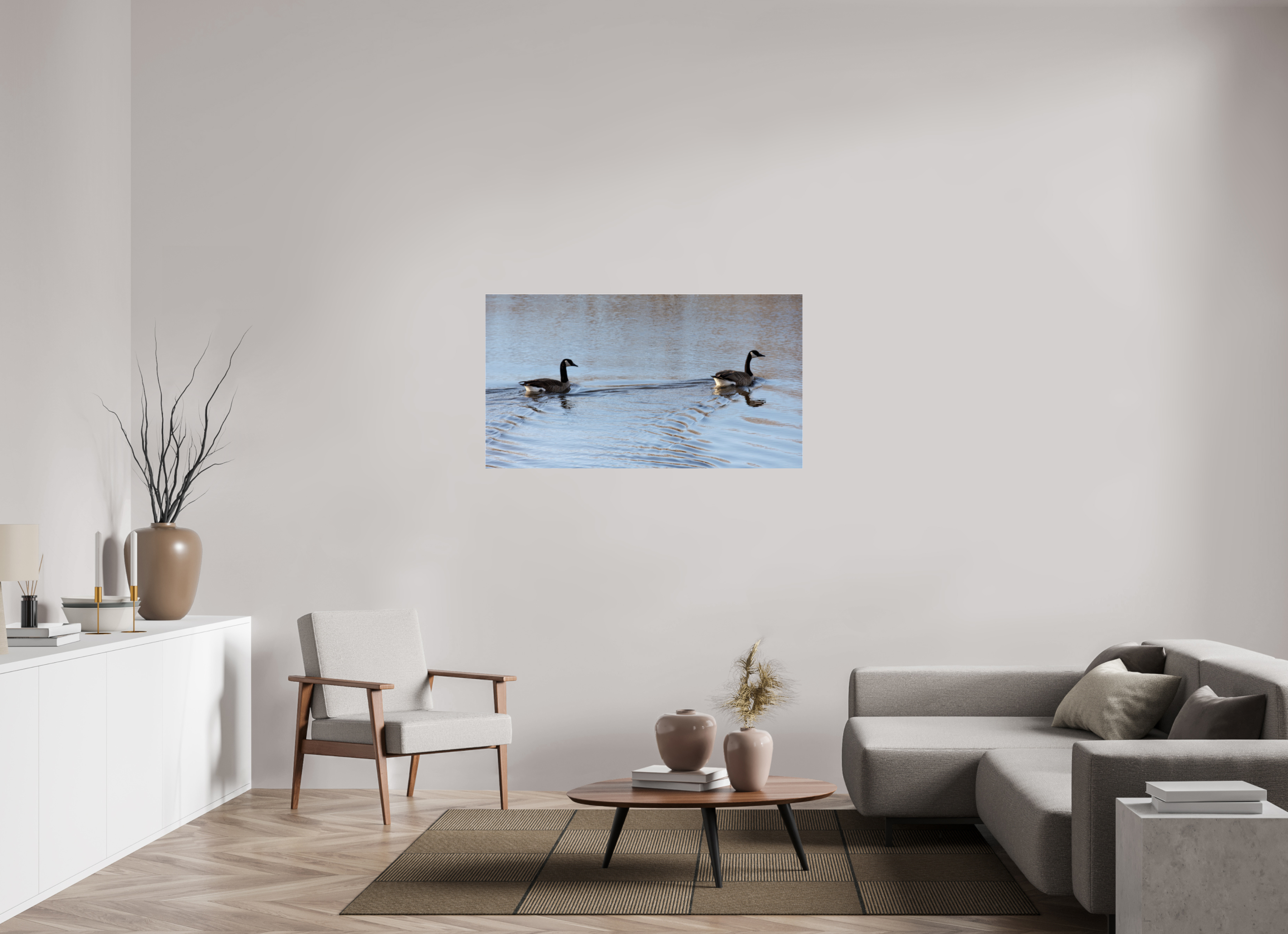 50.9 x 28″, Photo Print Under Acrylic Glass Duck Duo