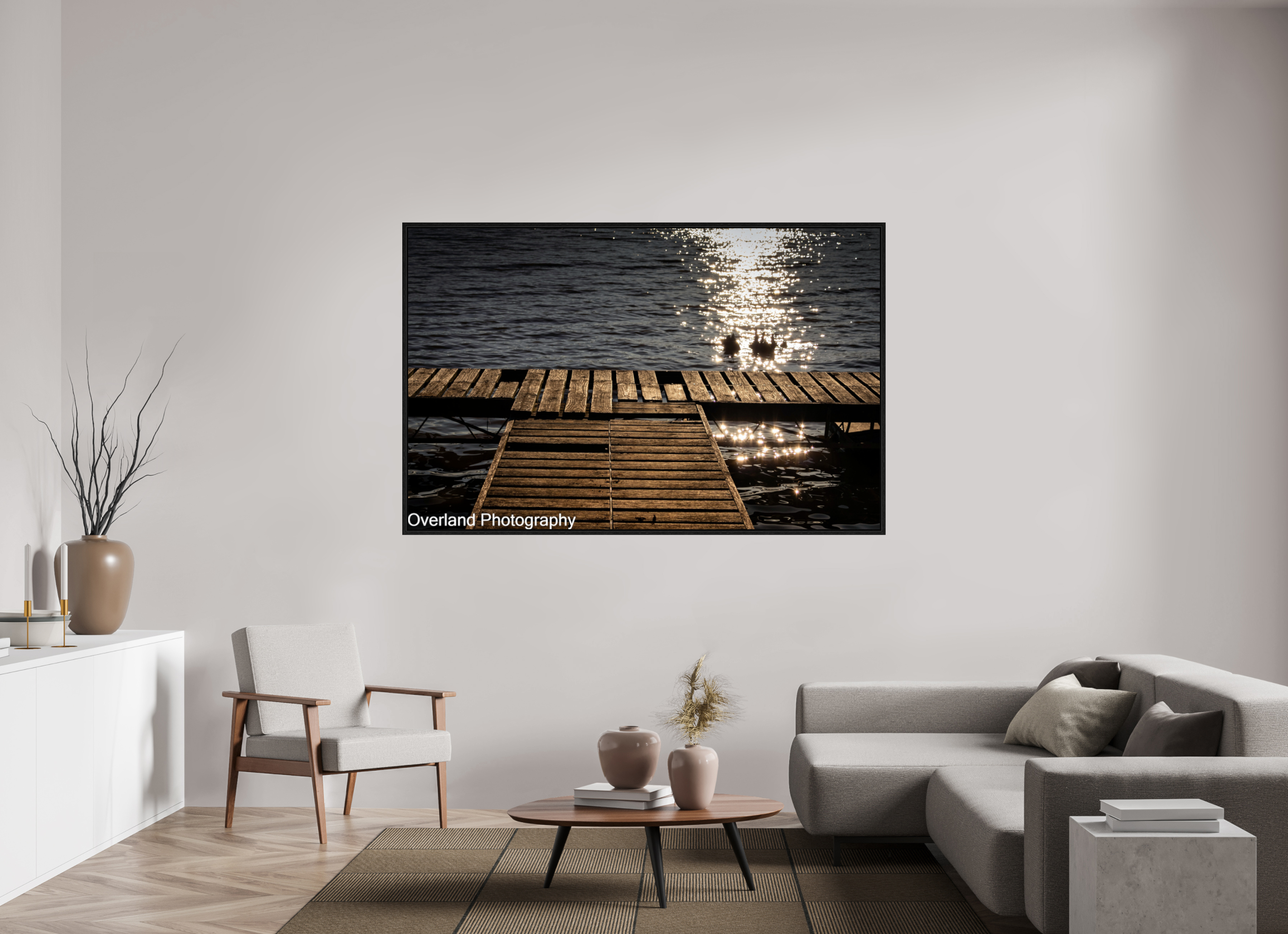 73.7 x 47″, Floater Frame Sunset Abandoned Dock