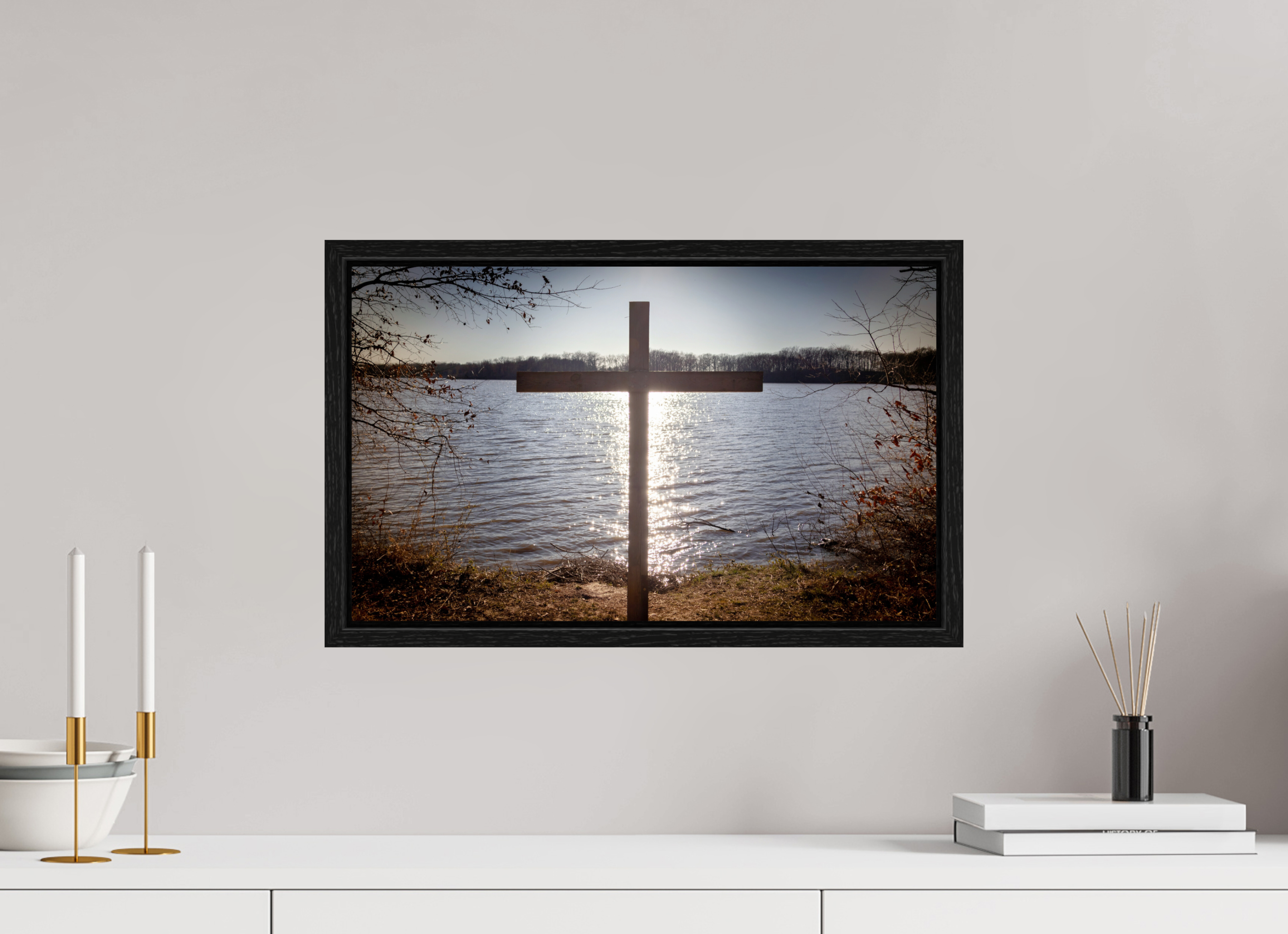 19.8 x 12″, Floater Frame Lakeside Cross