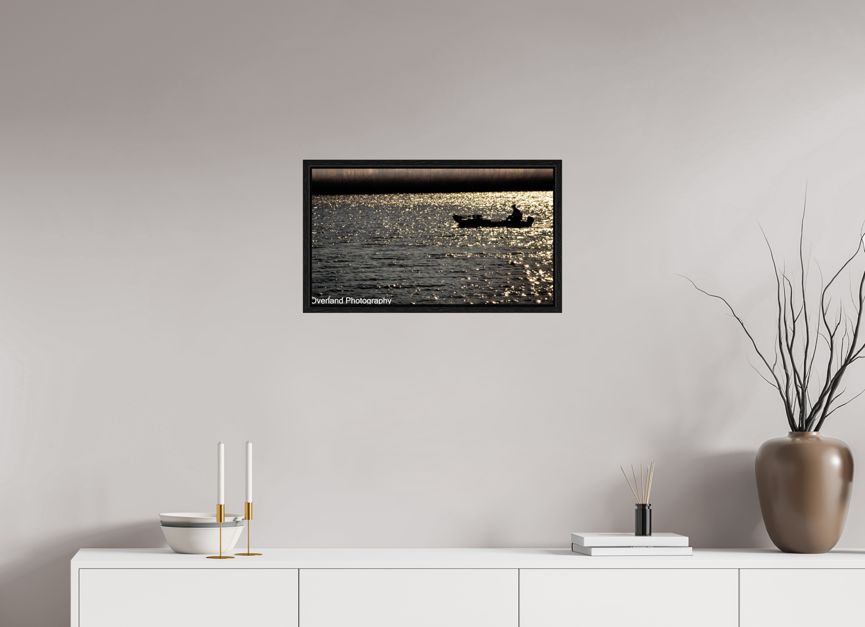 24 x 13.5″, Floater Frame Boat Silhouette
