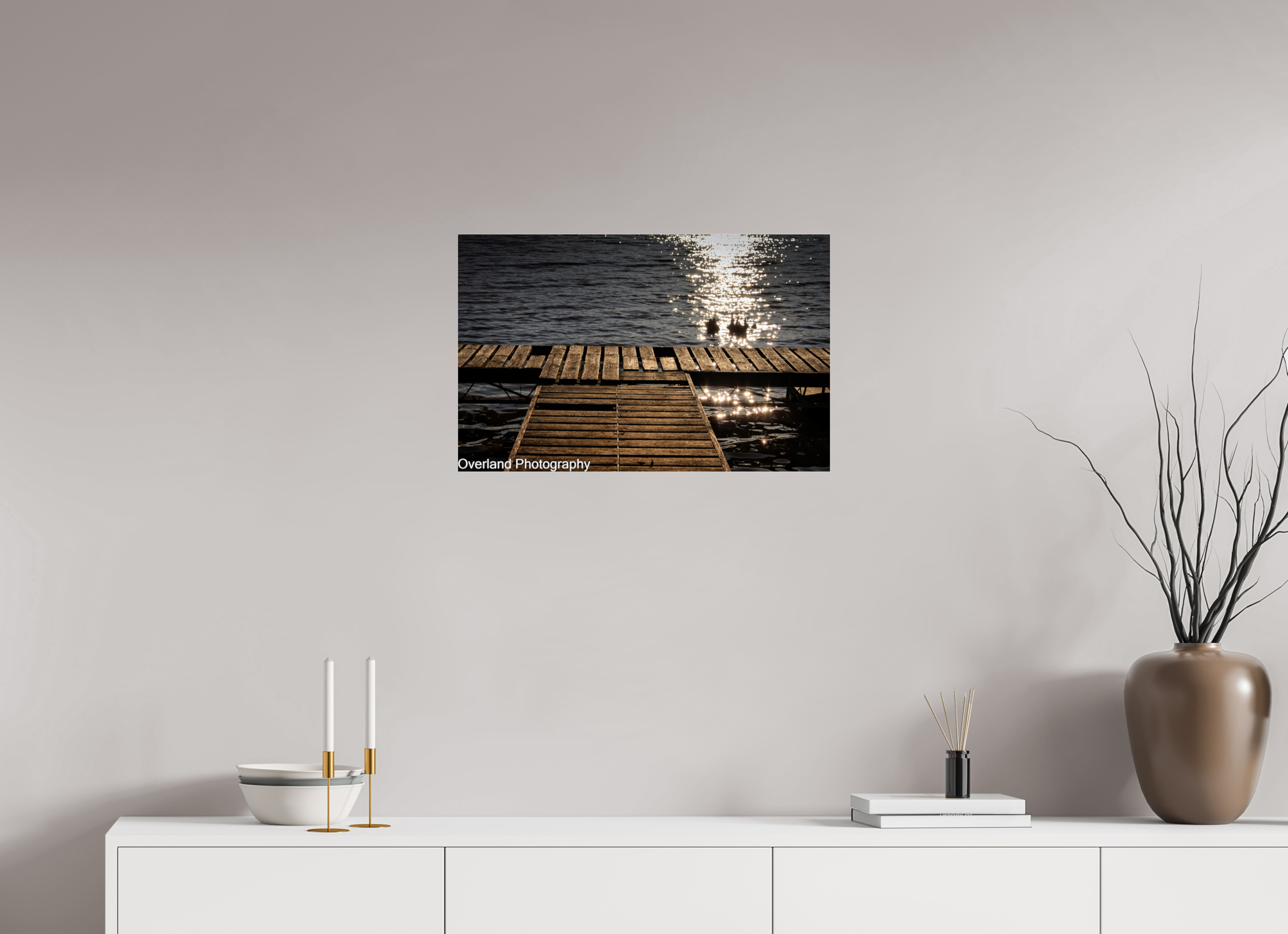 25.1 x 16″, Photo Print Under Acrylic Glass Sunset Abandoned Dock