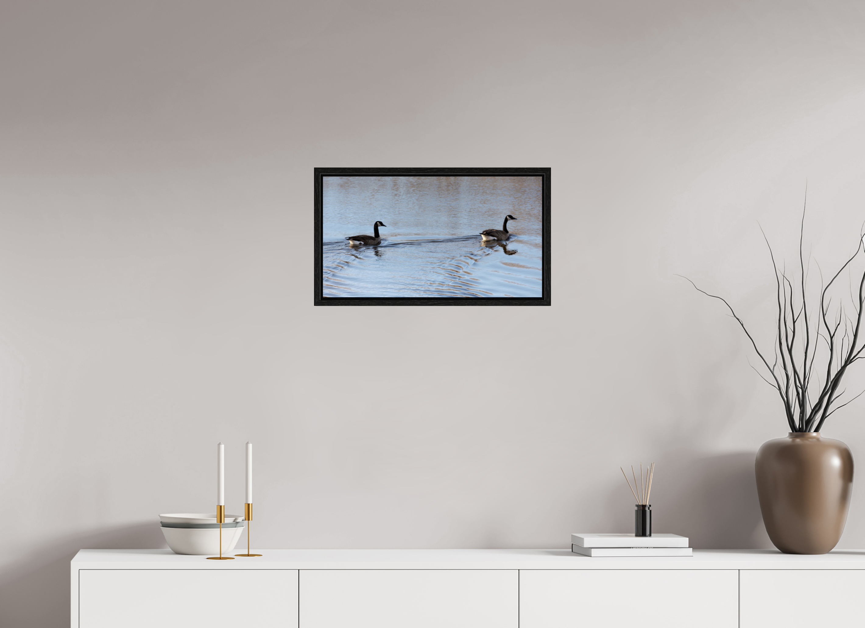 21.8 x 12″, Floater Frame Duck Duo